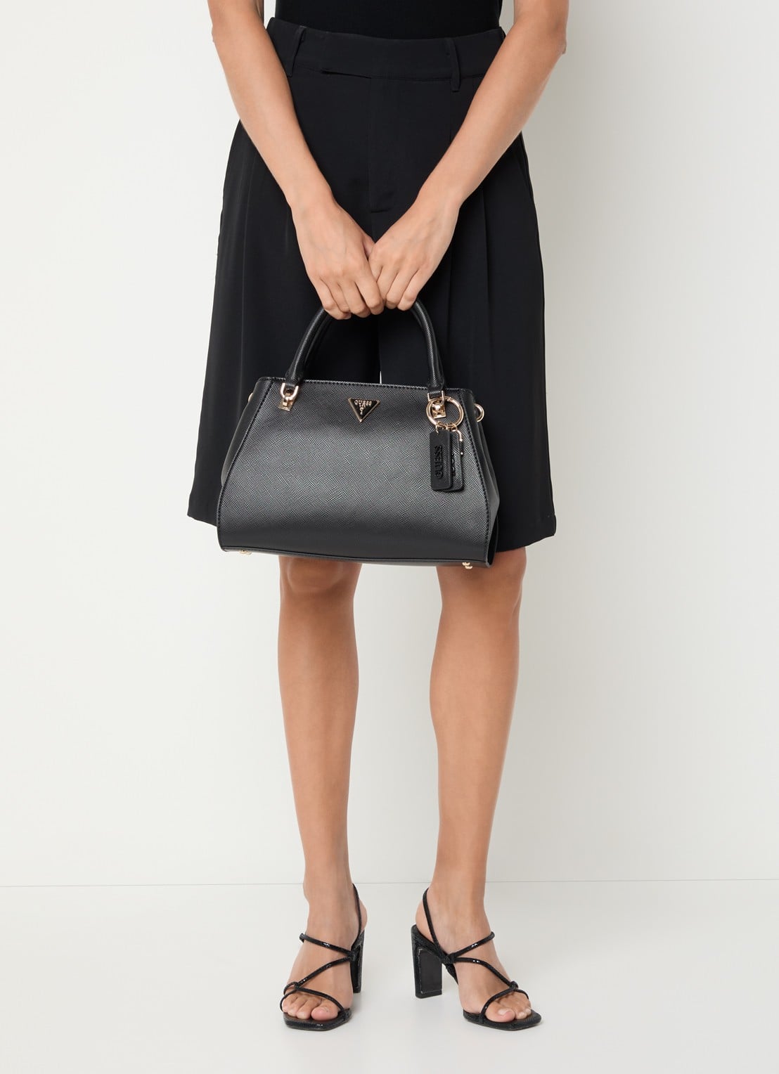 GUESS Noelle handtas met afneembare schouderriem - voorkant 4 zwart