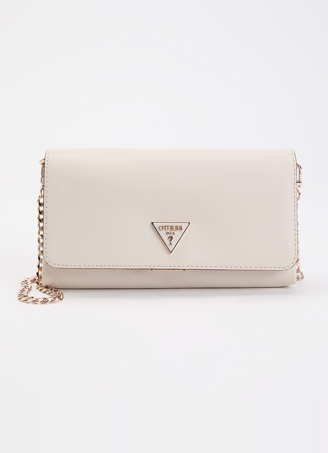 GUESS Noelle II crossbodytas met logo en afneembare schouderriem - voorkant 2 gebroken wit