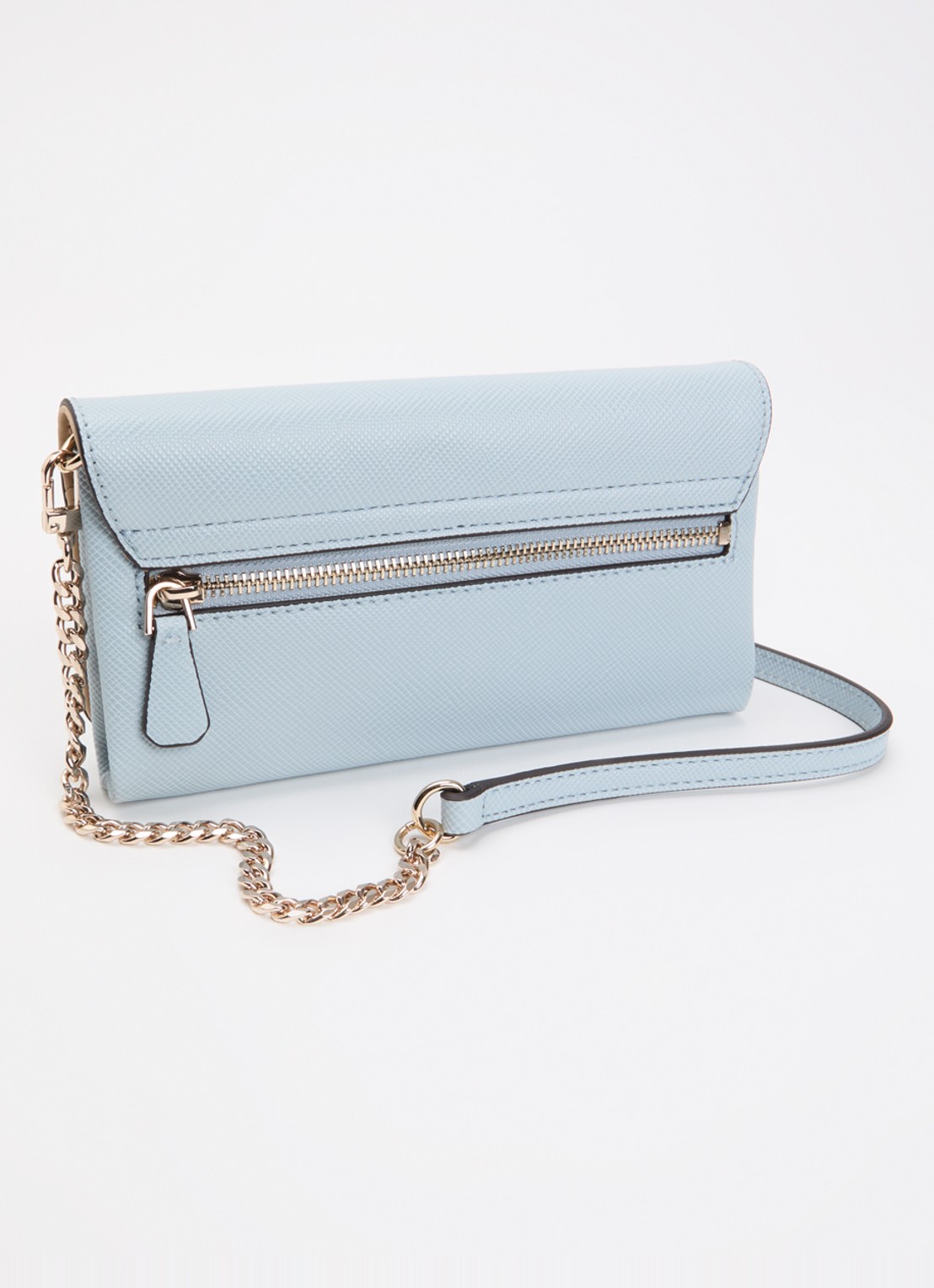 GUESS Noelle II crossbodytas met logo en afneembare schouderriem - achterkant lichtblauw