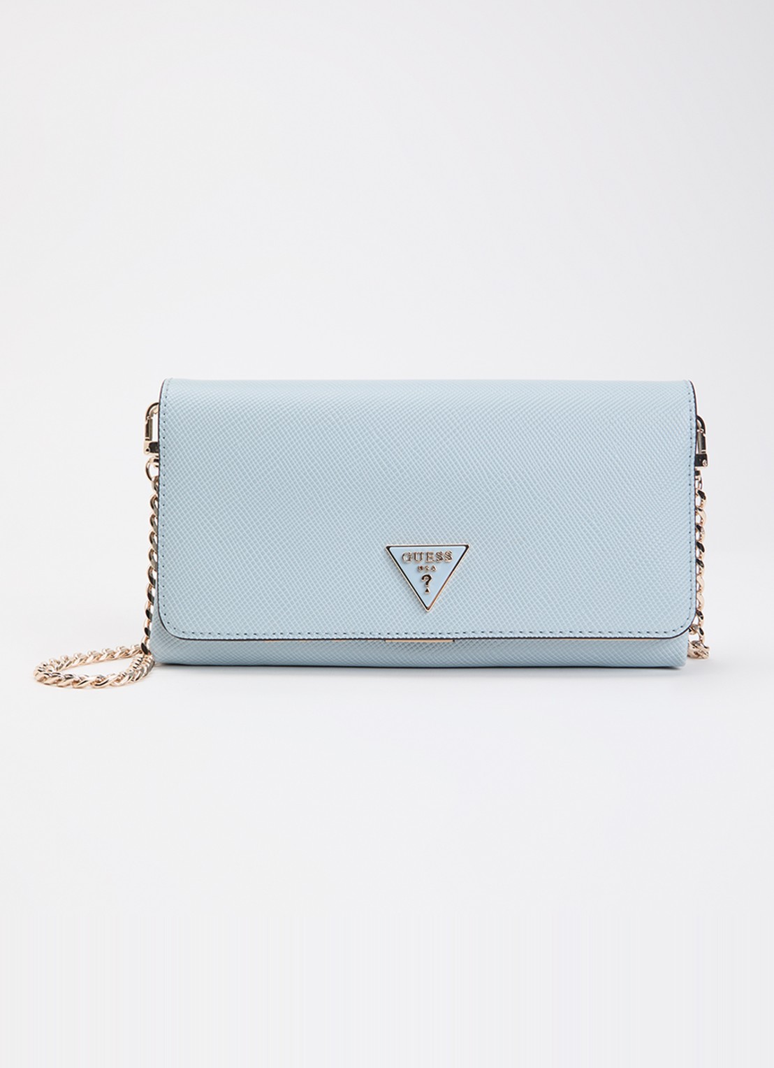 GUESS Noelle II crossbodytas met logo en afneembare schouderriem - voorkant 2 lichtblauw