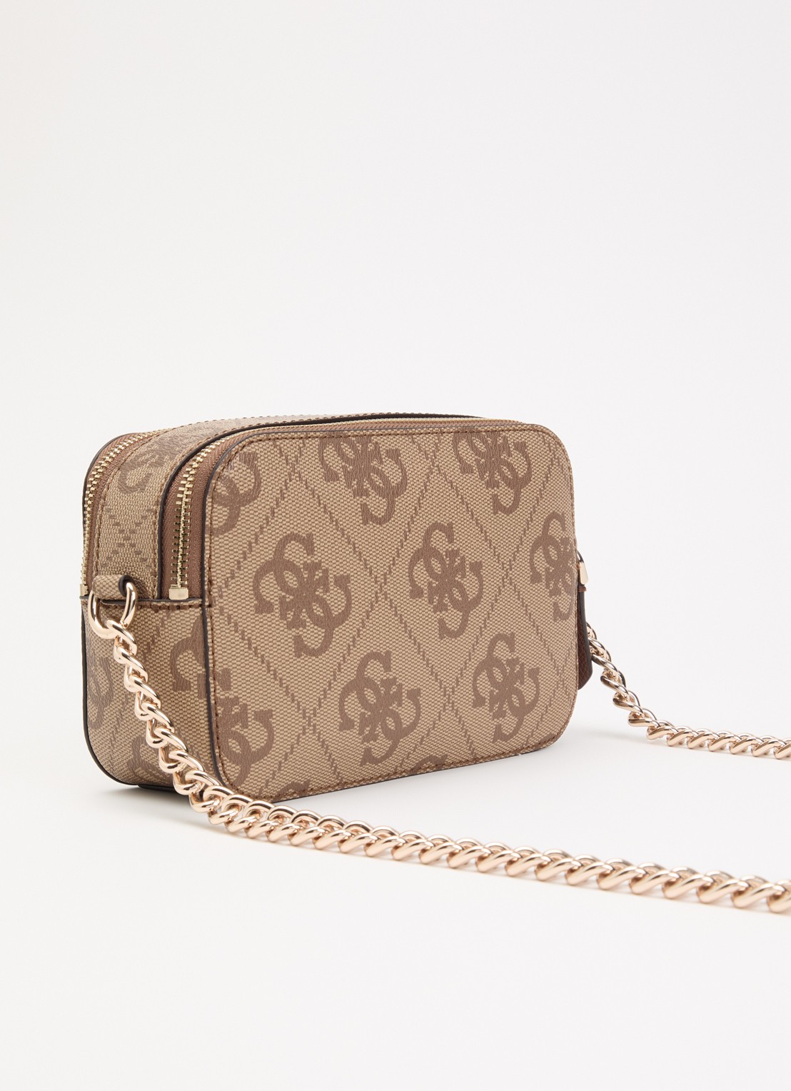 GUESS Noelle II crossbodytas met logoprint - achterkant lichtbruin