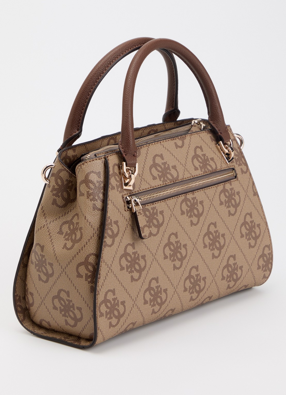 GUESS Noelle II handtas met logoprint en afneembare schouderriem - achterkant 4 lichtbruin
