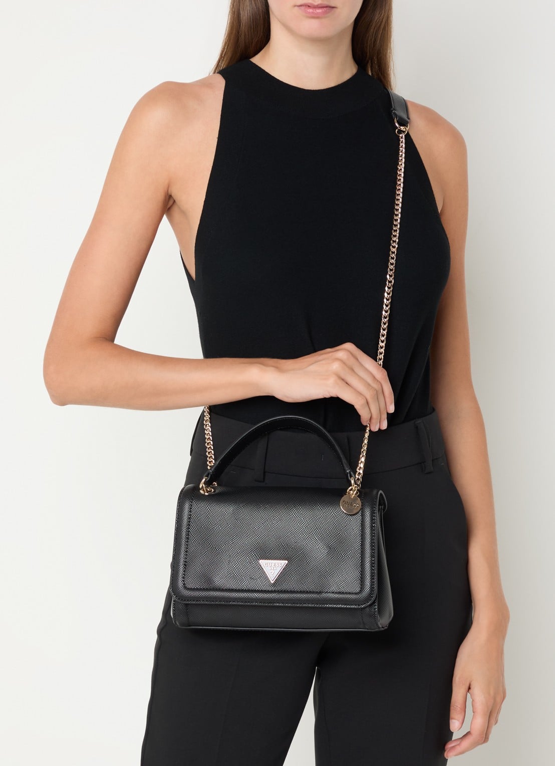 GUESS Noelle II schoudertas met logo - voorkant 3 zwart