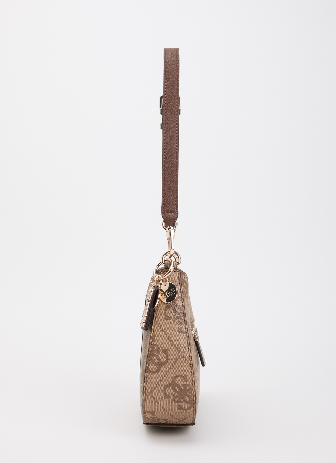GUESS Noelle II schoudertas met logoprint en afneembare schouderriem - detail 2 lichtbruin