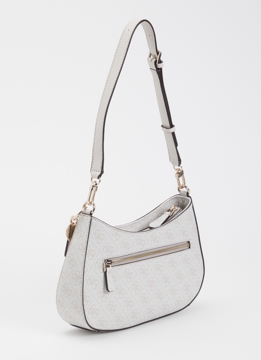 GUESS Noelle II schoudertas met logoprint en tasbedel - achterkant creme