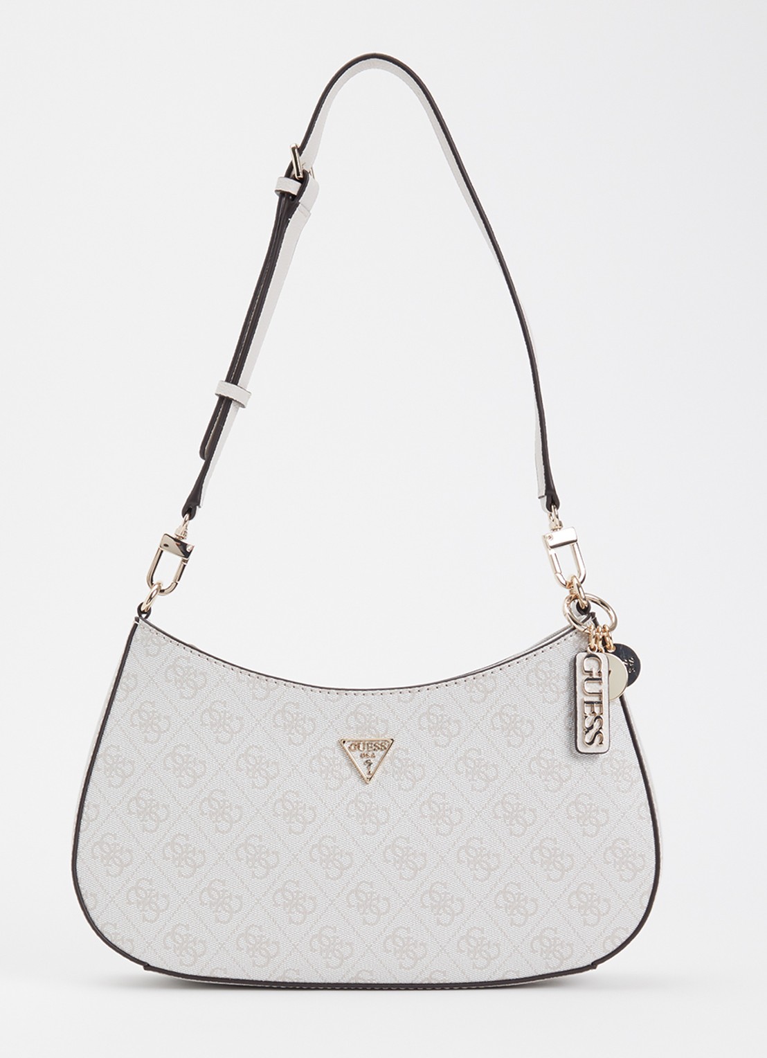 GUESS Noelle II schoudertas met logoprint en tasbedel - voorkant 5 creme
