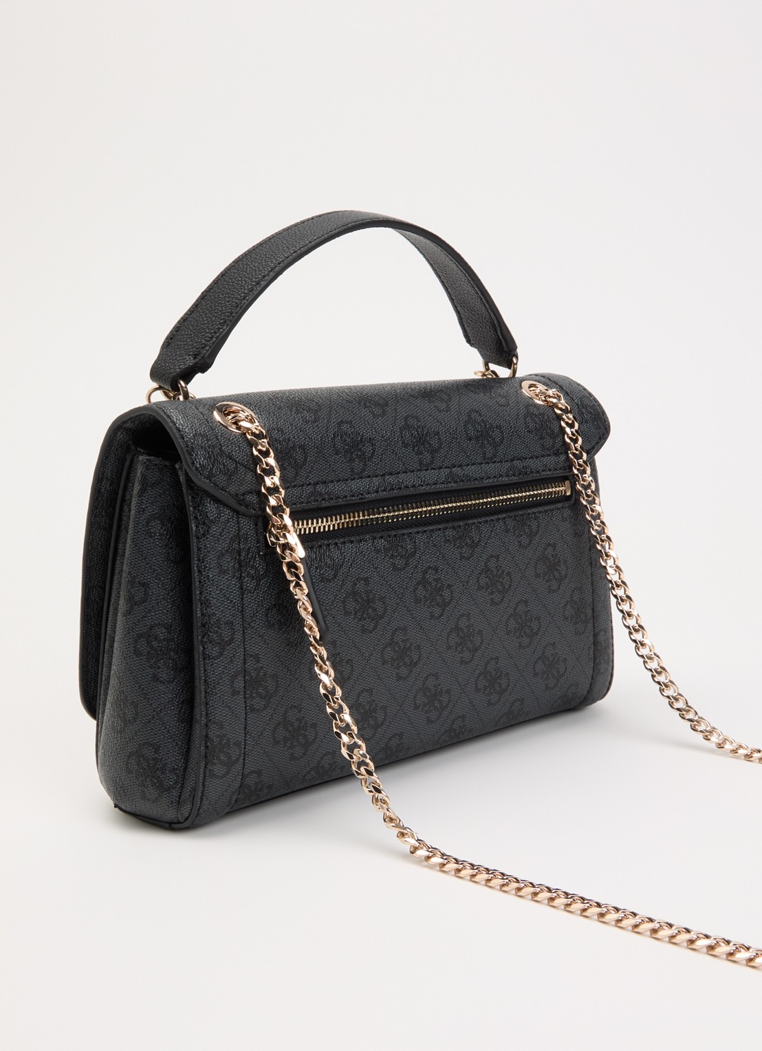 GUESS Noelle II schoudertas met logoprint en verstelbare schouderriem  - achterkant 5 antraciet