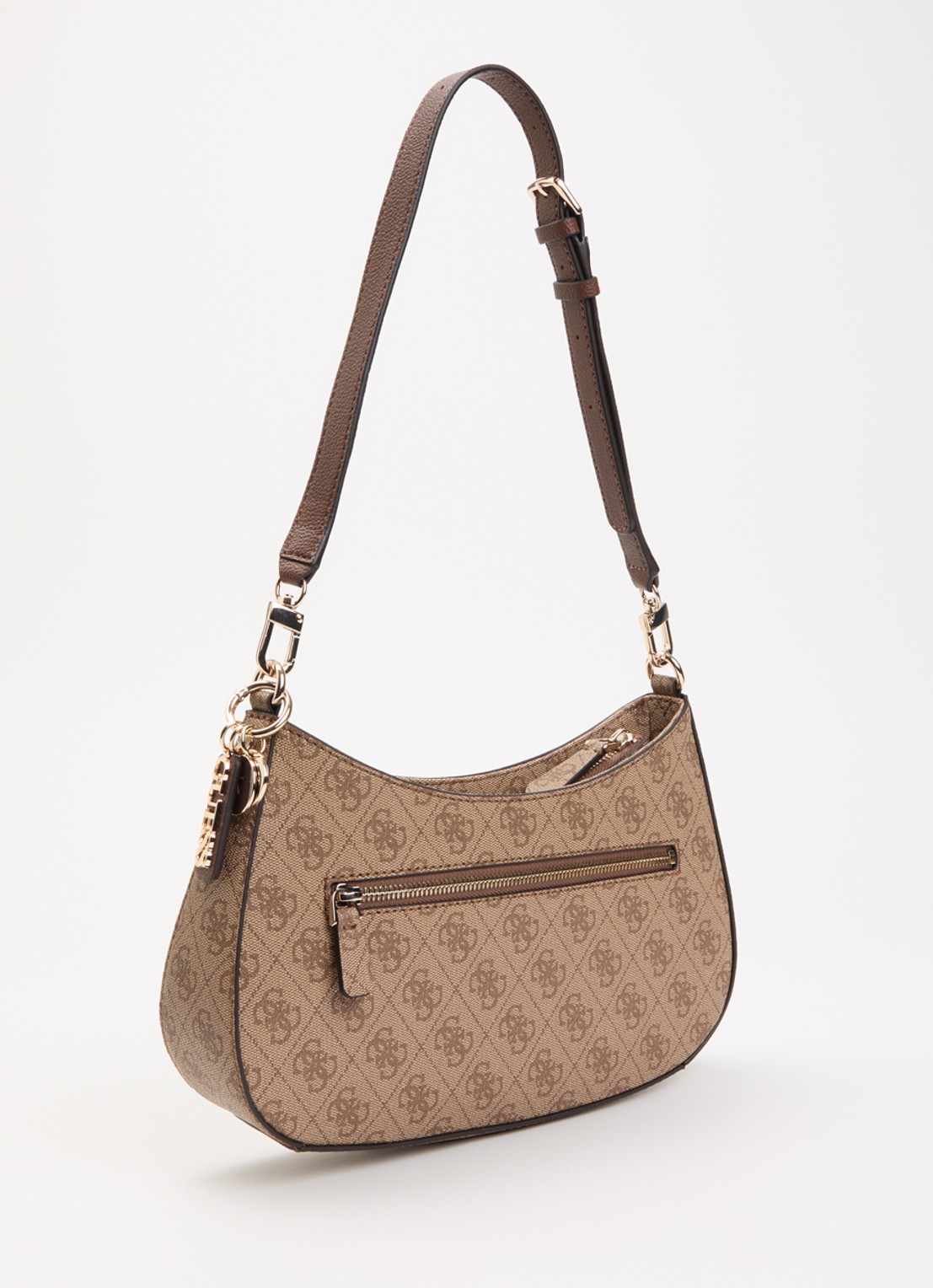 GUESS Noelle II schoudertas met logoprint - achterkant 5 lichtbruin