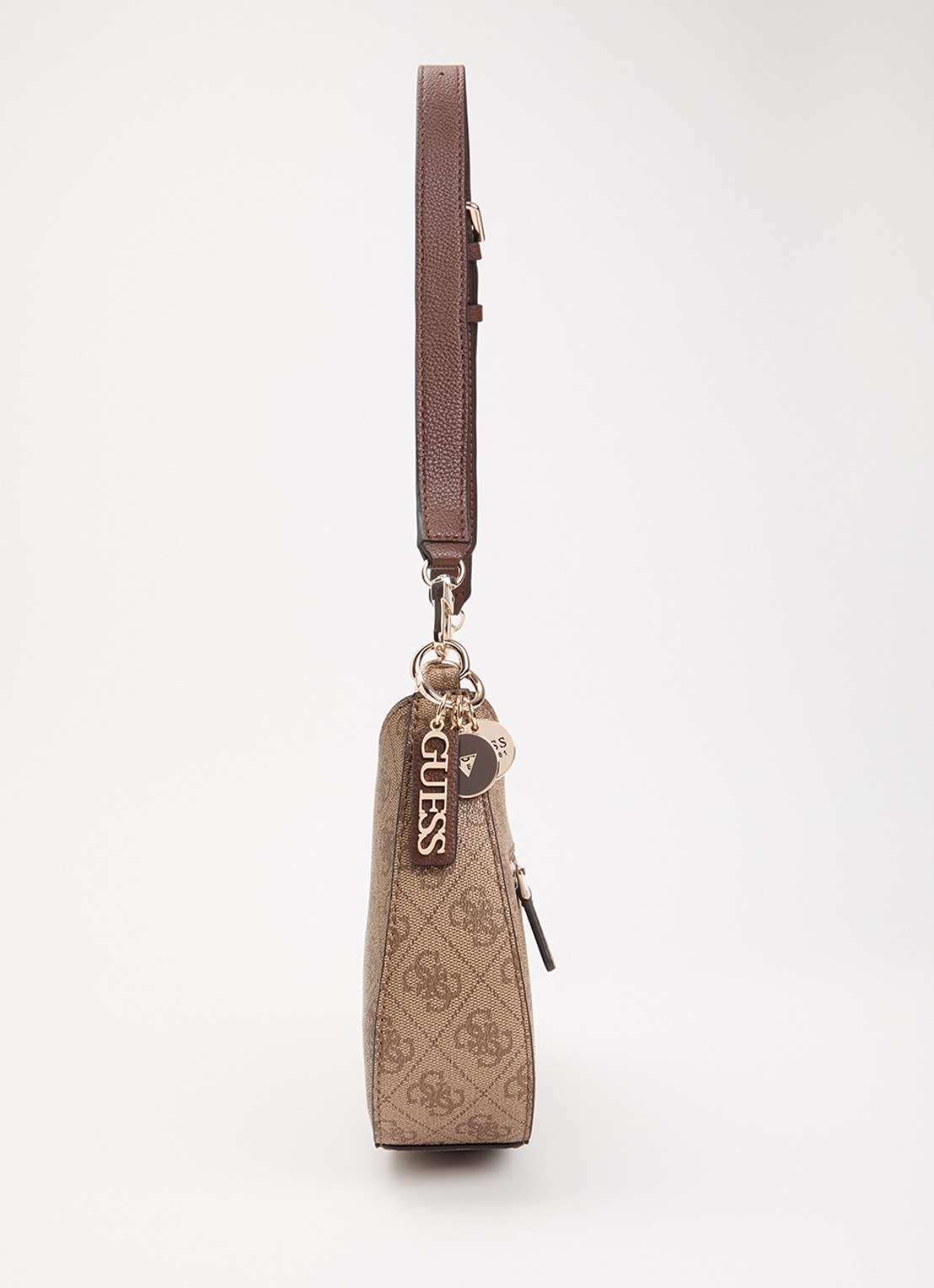 GUESS Noelle II schoudertas met logoprint - detail 3 lichtbruin