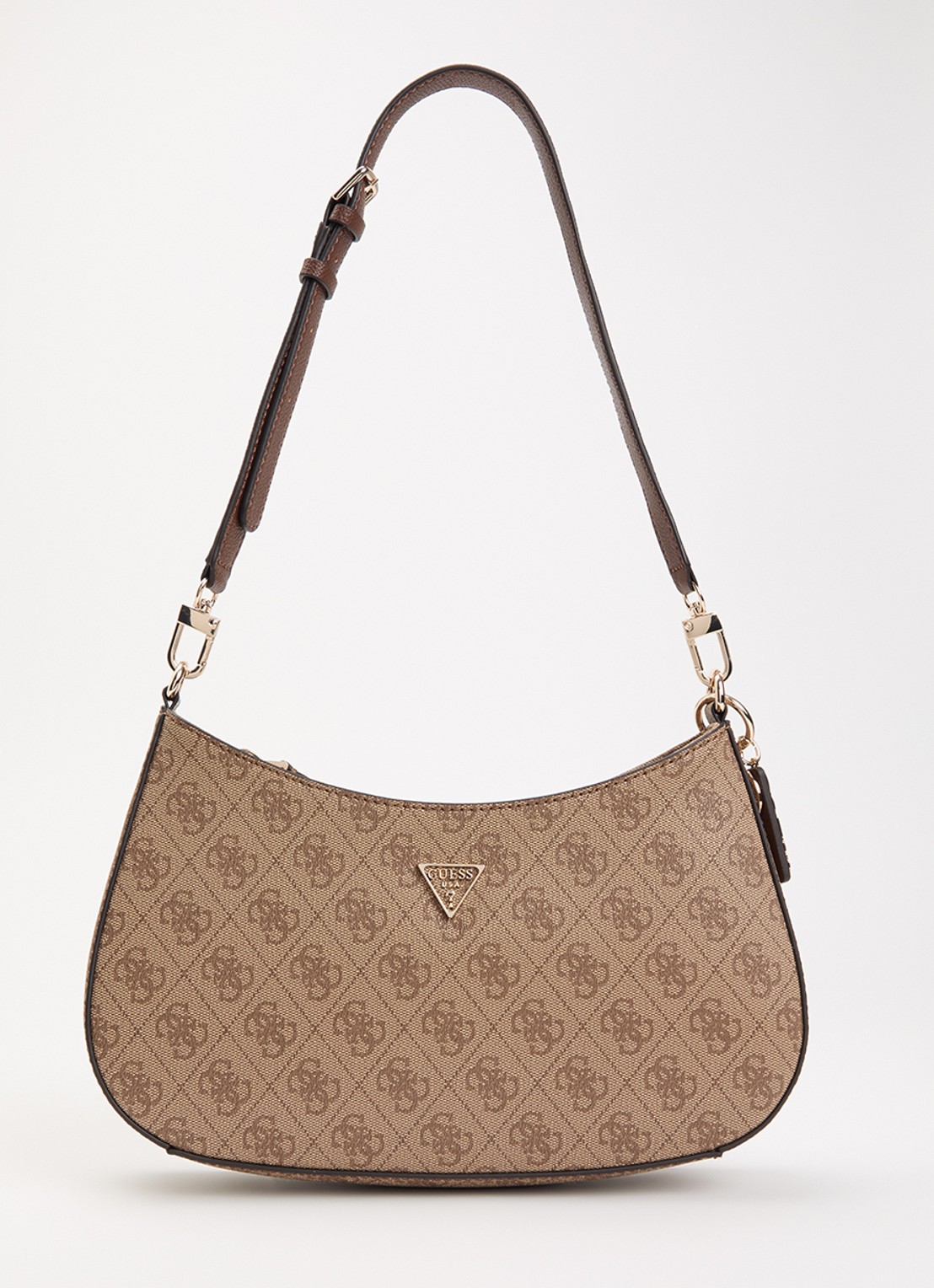 GUESS Noelle II schoudertas met logoprint - voorkant lichtbruin