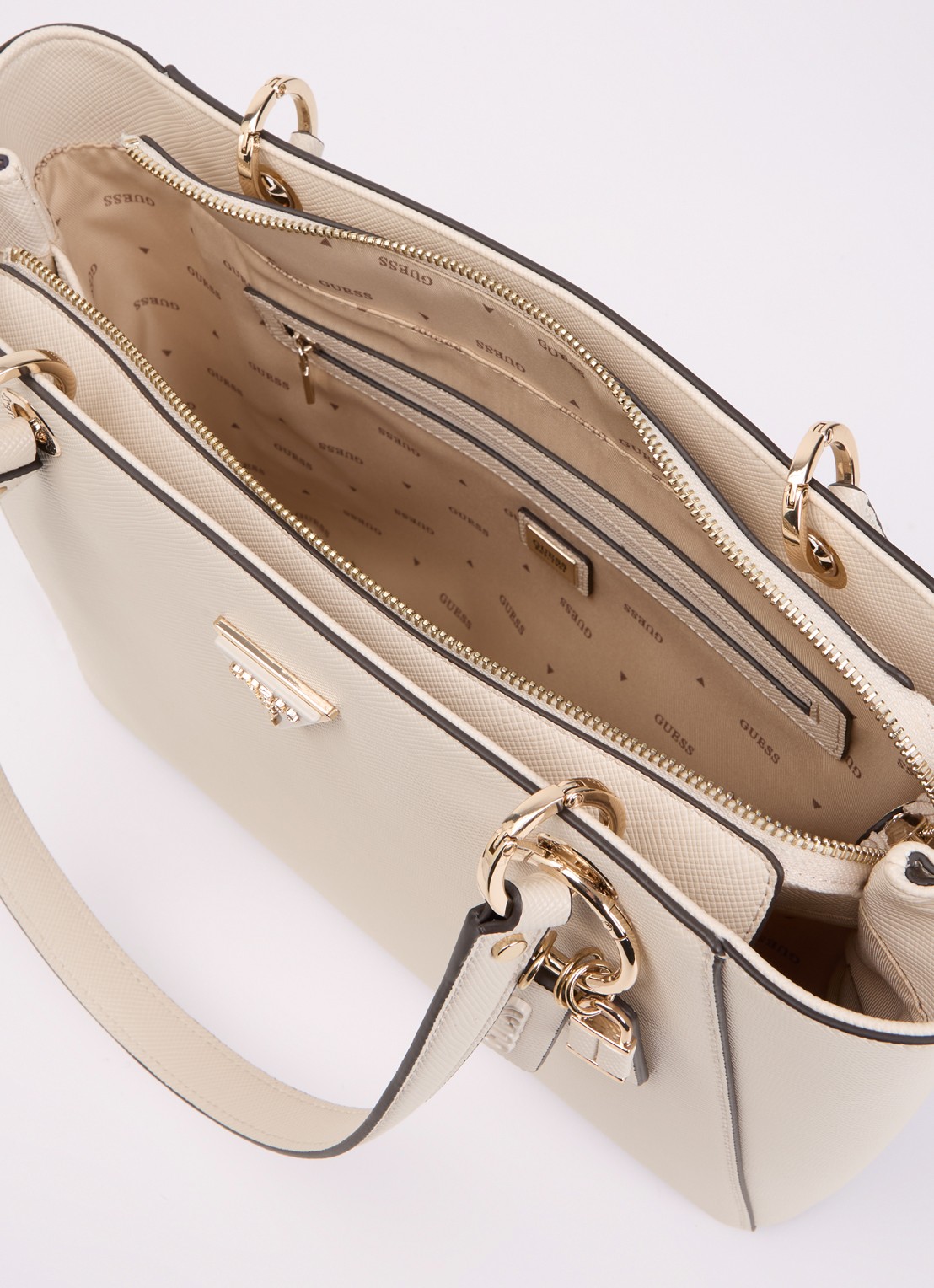 GUESS Noelle ll schoudertas met logoprint - detail 4 gebroken wit