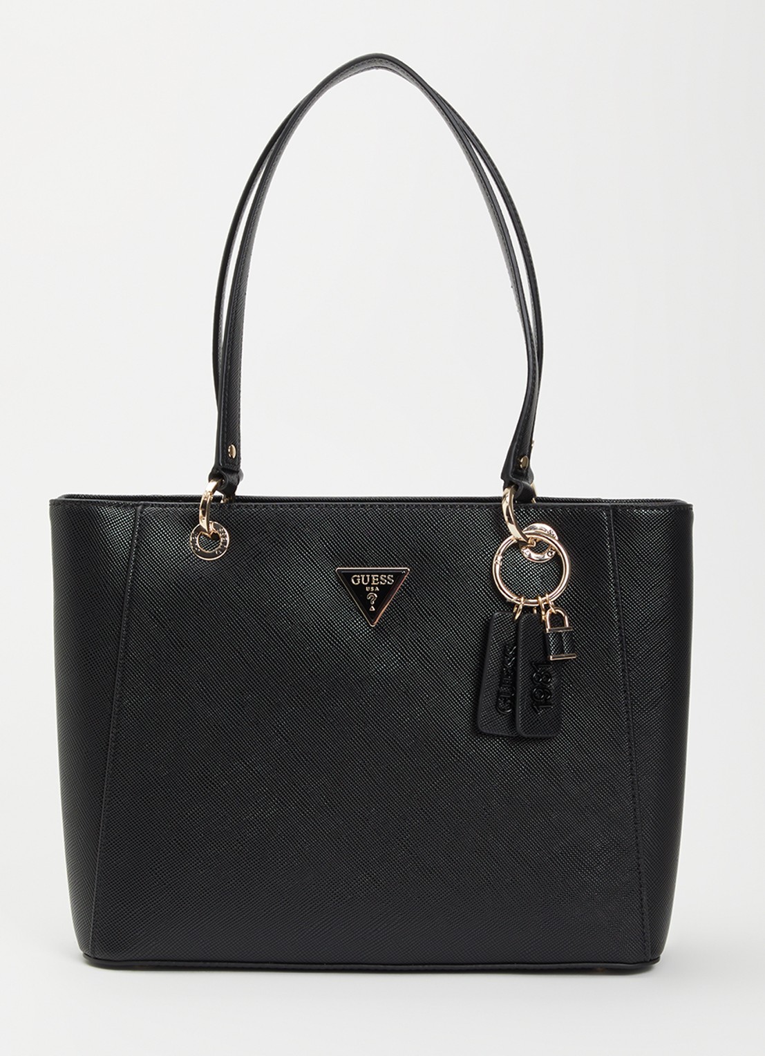 GUESS Noelle ll schoudertas met logoprint - voorkant zwart