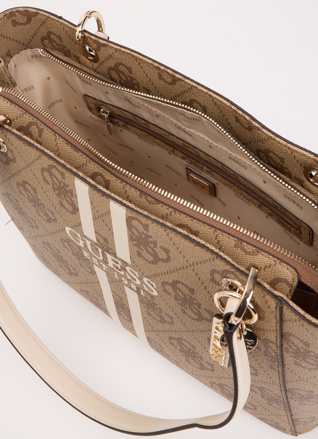 GUESS Noelle ll schoudertas met logoprint - detail 4 bruin