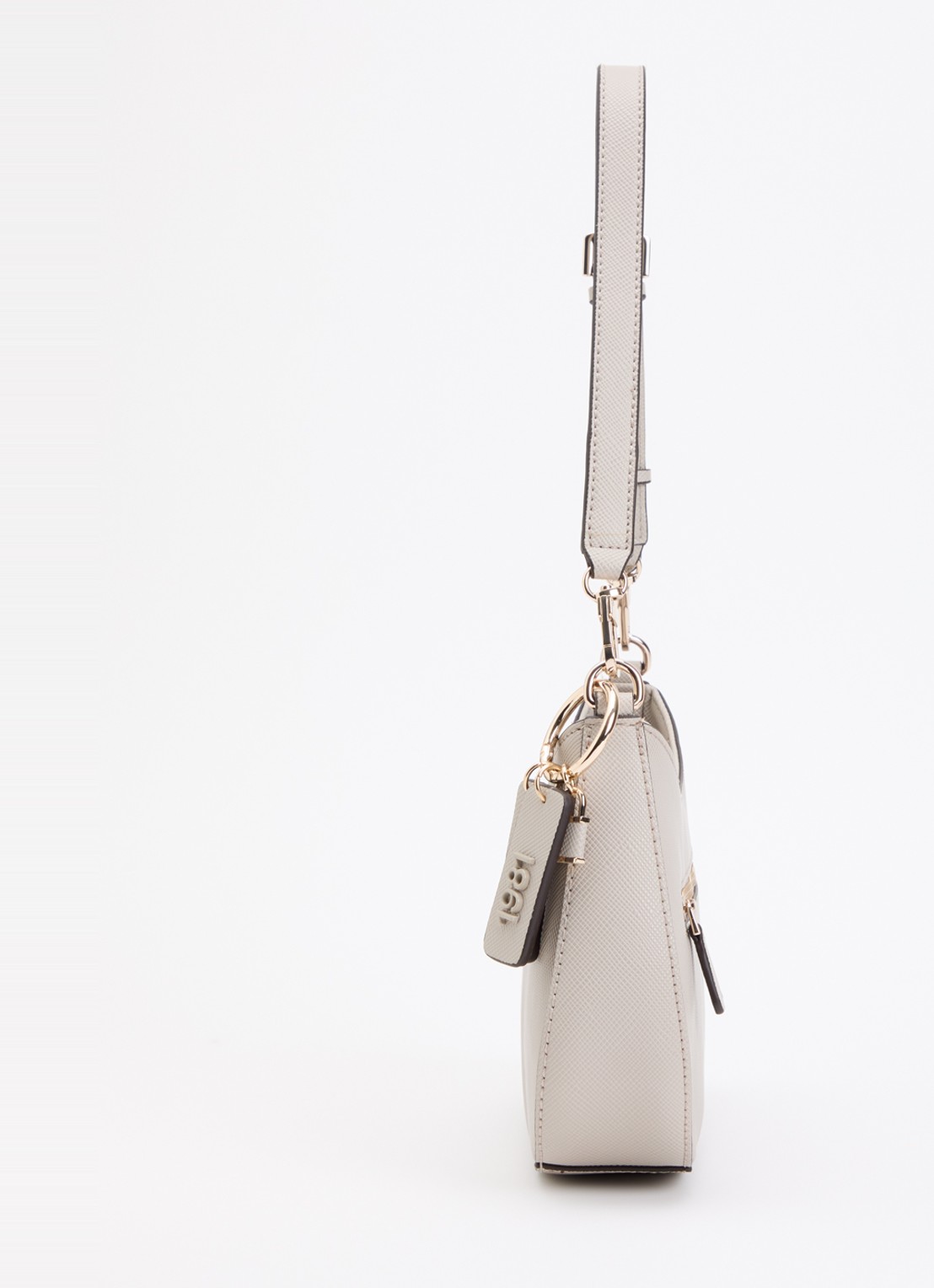 GUESS Noelle saffiano schoudertas met logo en afneembare schouderriem  - detail 3 taupe