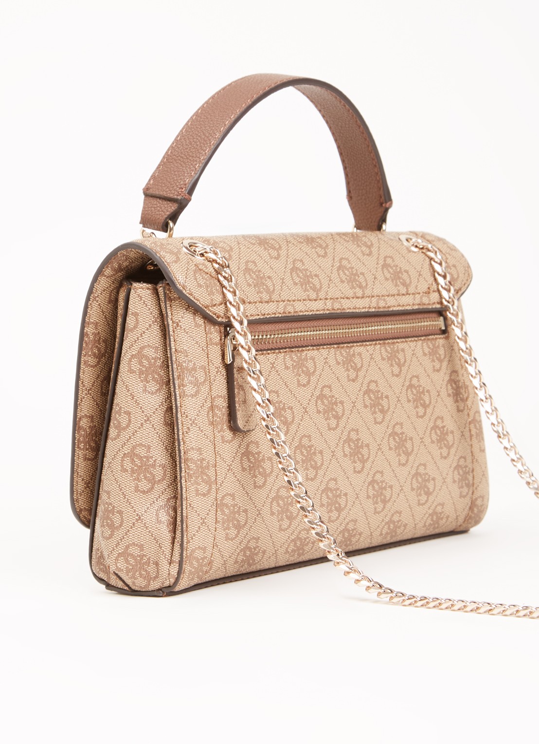 GUESS Noelle schoudertas met logoprint - achterkant beige