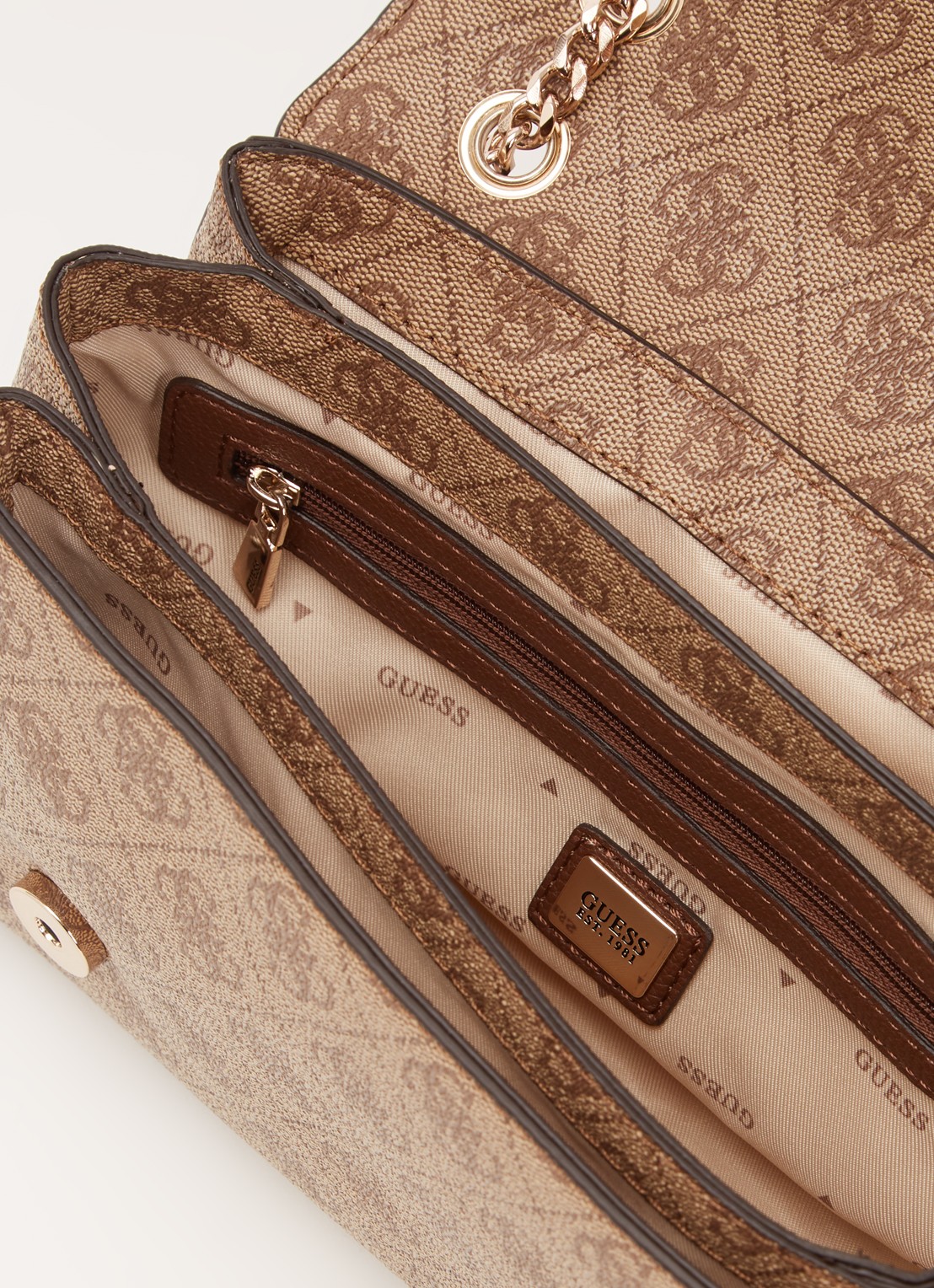 GUESS Noelle schoudertas met logoprint - detail 5 beige