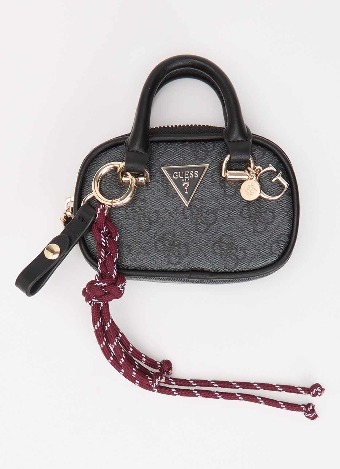 GUESS Noelle sleutelhanger met logo - voorkant antraciet