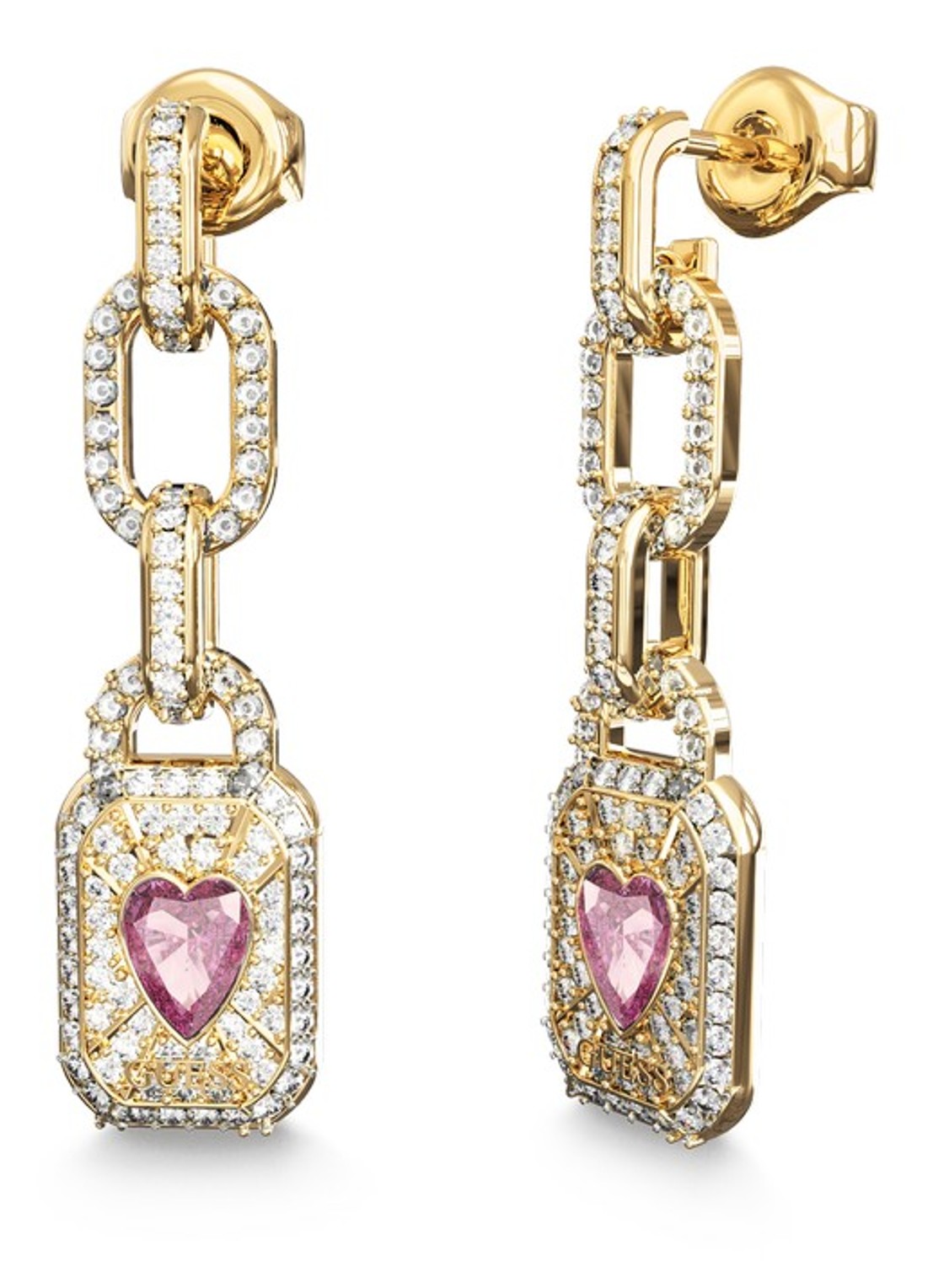 GUESS Oorhangers met kristal JUBE06349JWYGPKT-U - voorkant goud