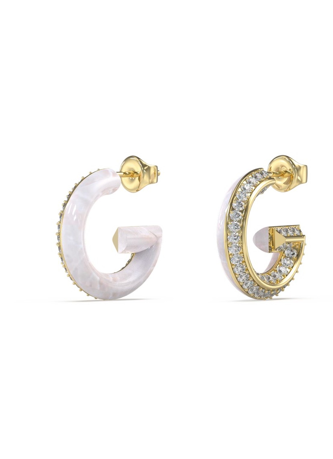 GUESS Oorringen JUBE05436JWYGWHT-U  - voorkant goud