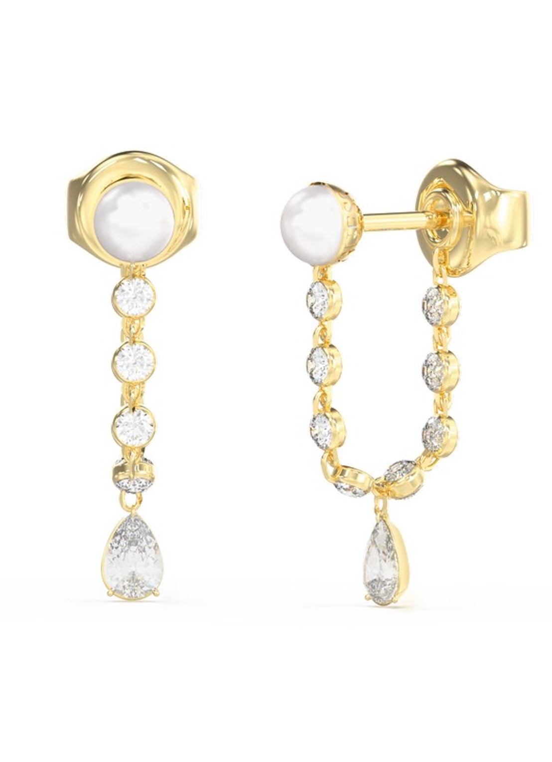 GUESS Oorstekers met hanger JUBE05514JWYGT-U  - voorkant goud