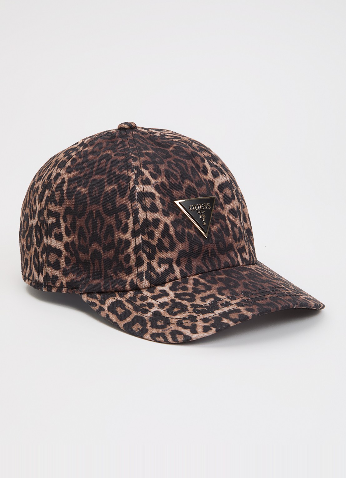 GUESS Pet met panterprint en logo - voorkant bruin