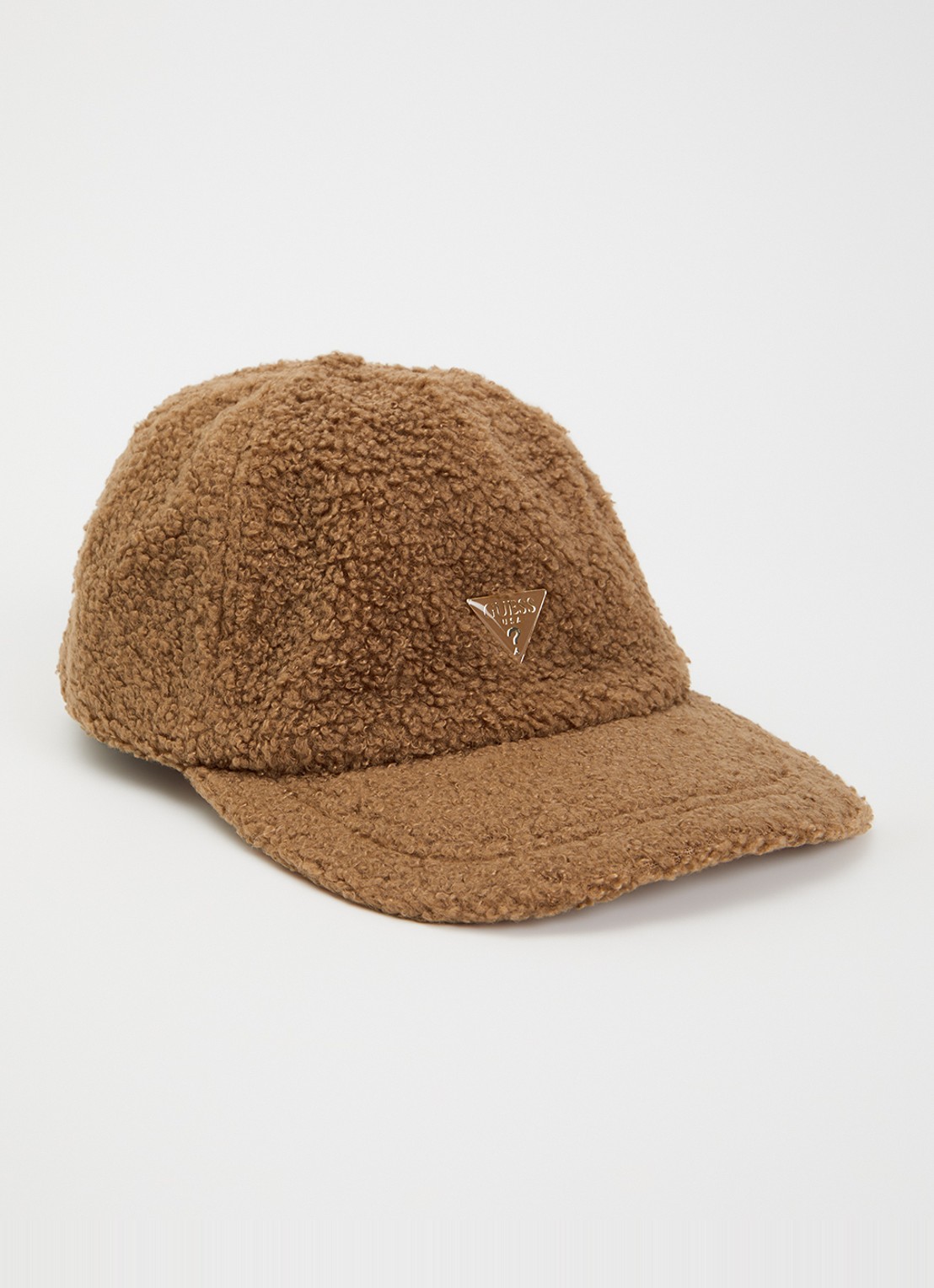 GUESS Pet van teddy met logo - voorkant 2 cognac