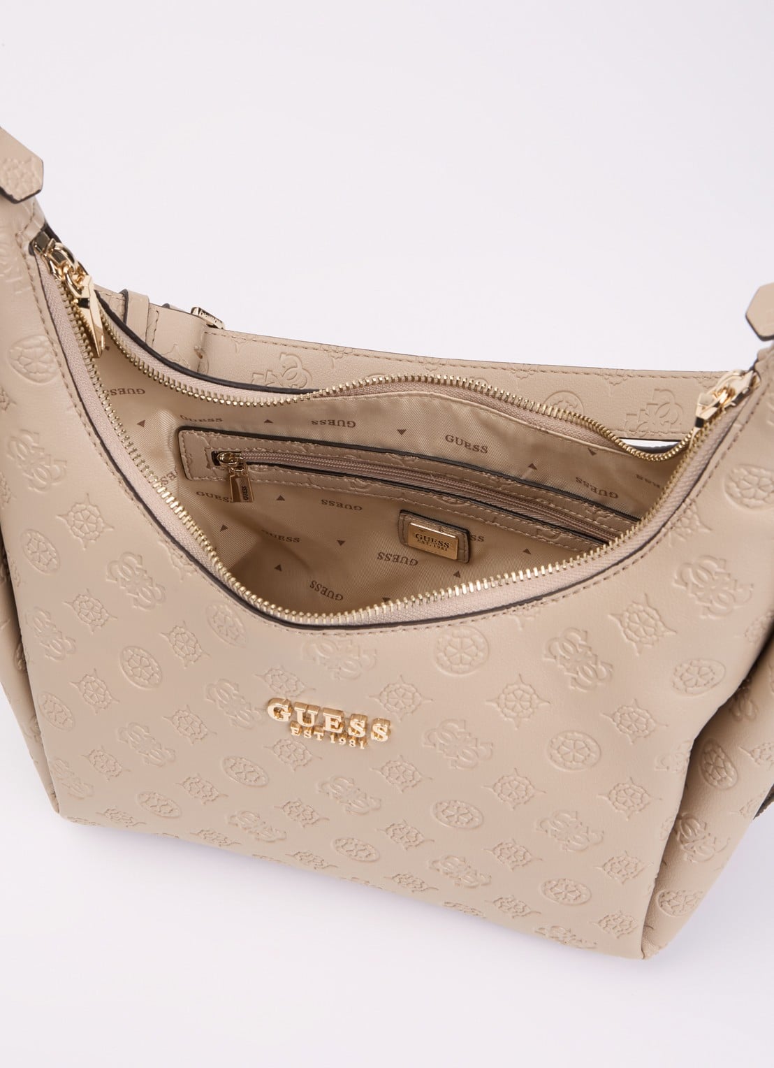 GUESS Phoebe schoudertas met logoprint - detail 3 beige