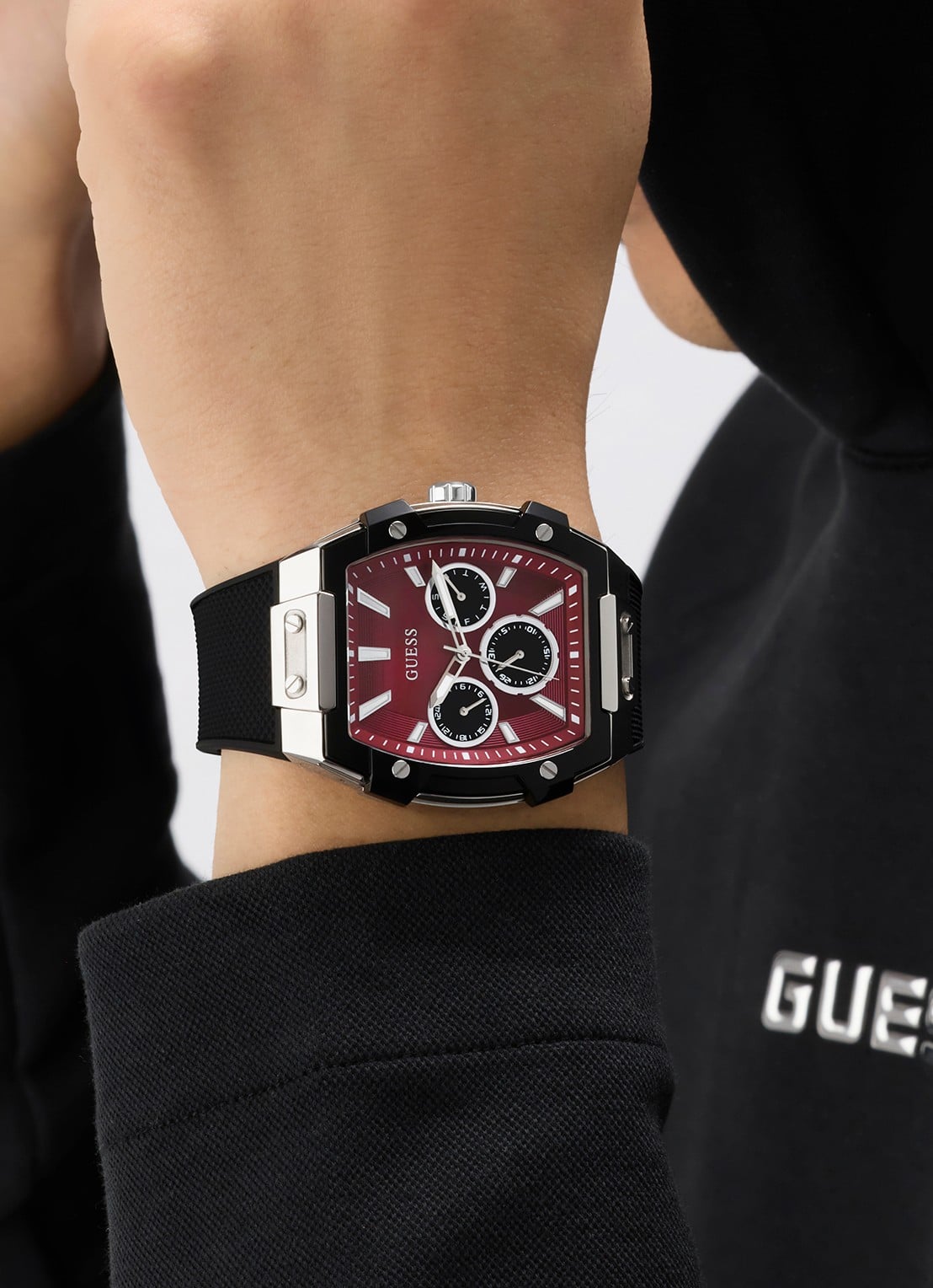 GUESS Phoenix horloge GW0956G1 - voorkant 2 zilver