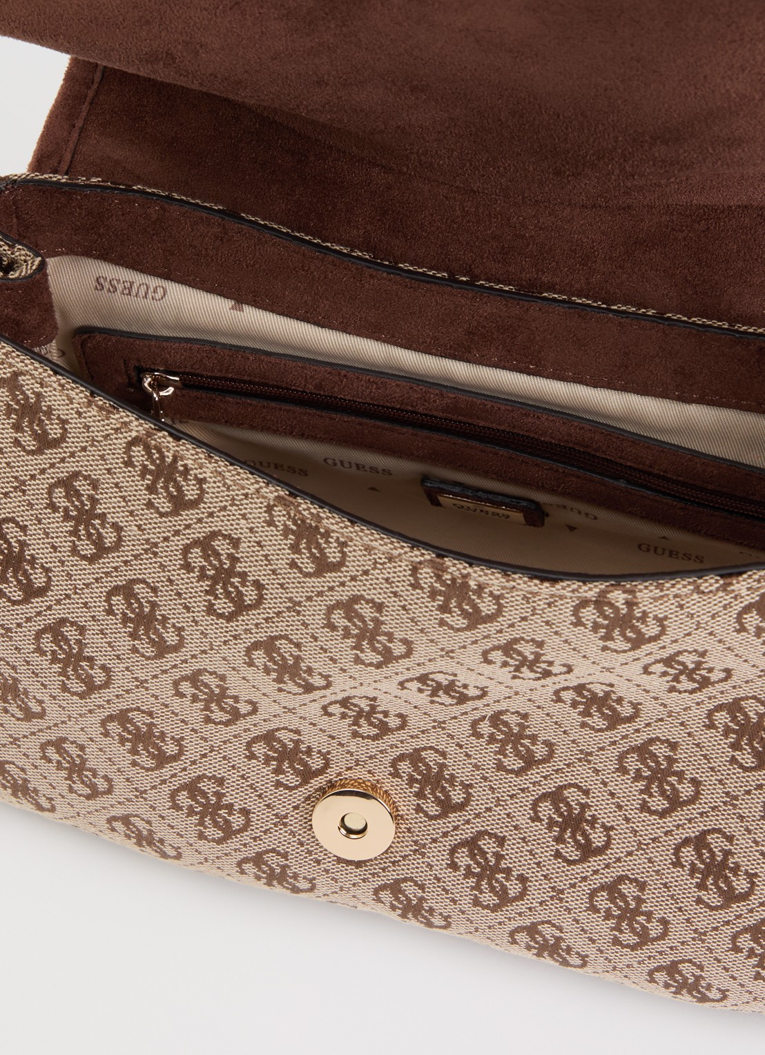 GUESS Samantha crossbodytas met logoprint - detail beige