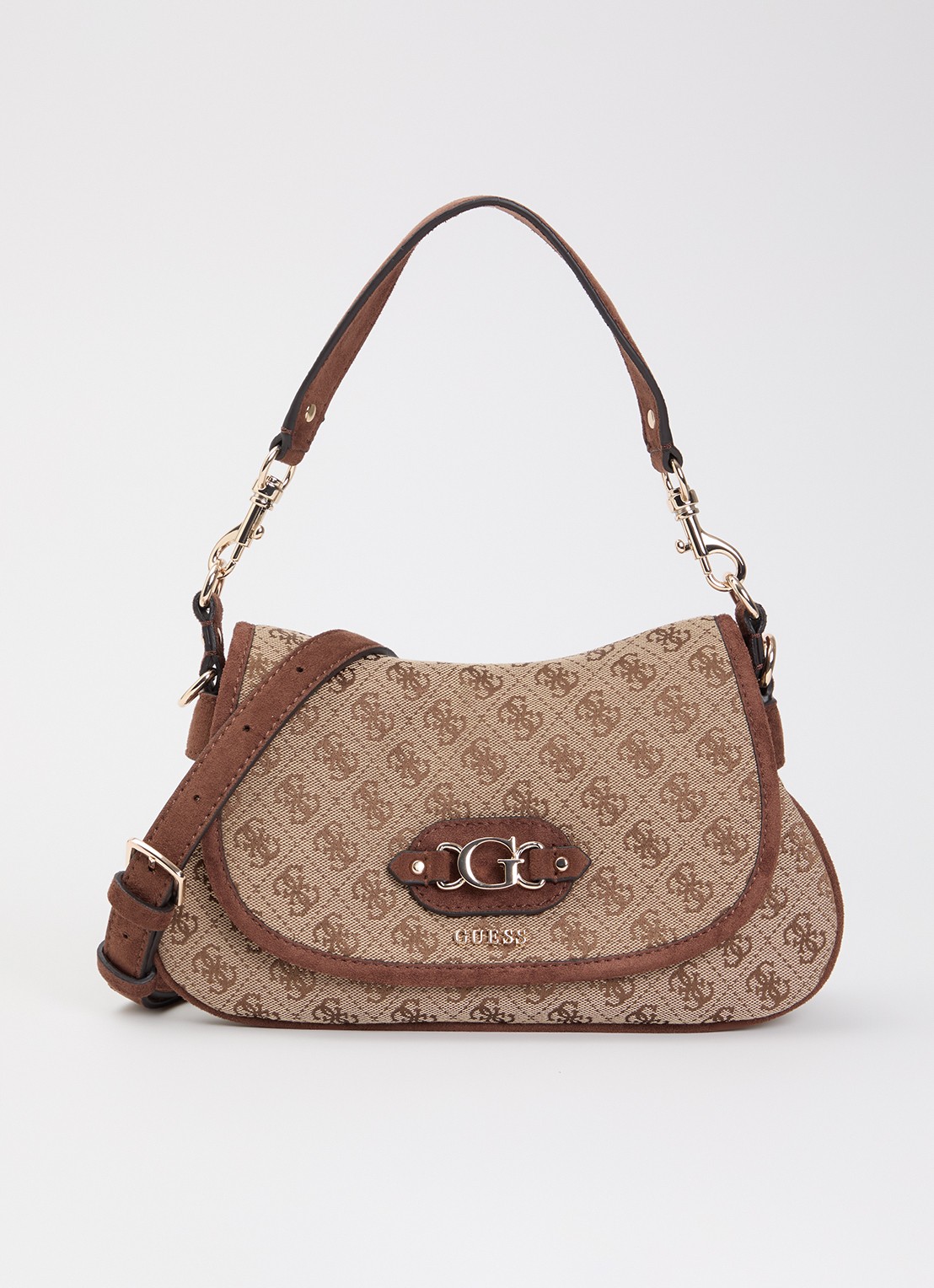 GUESS Samantha crossbodytas met logoprint - voorkant 4 beige