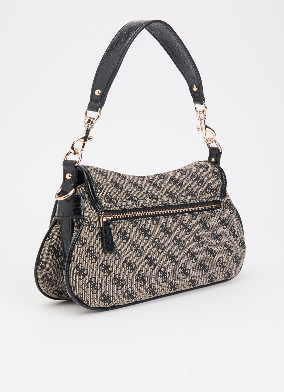 GUESS Samantha schoudertas met logoprint en afneembare schouderriem - achterkant 5 beige