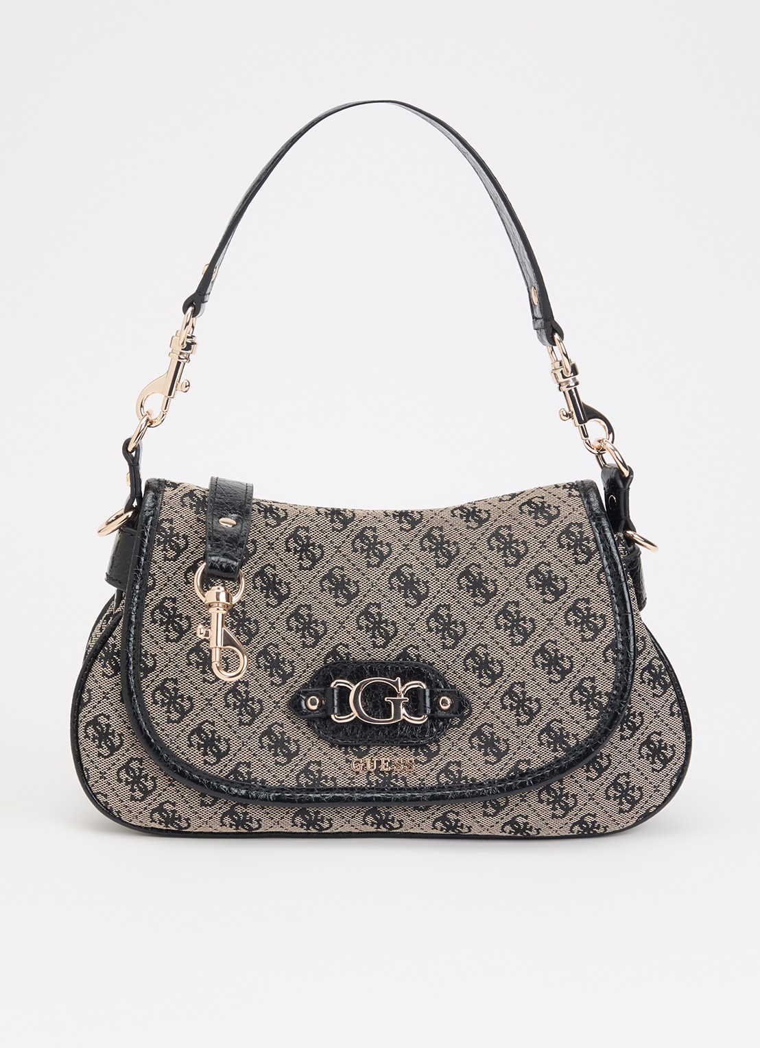 GUESS Samantha schoudertas met logoprint en afneembare schouderriem - voorkant 4 beige