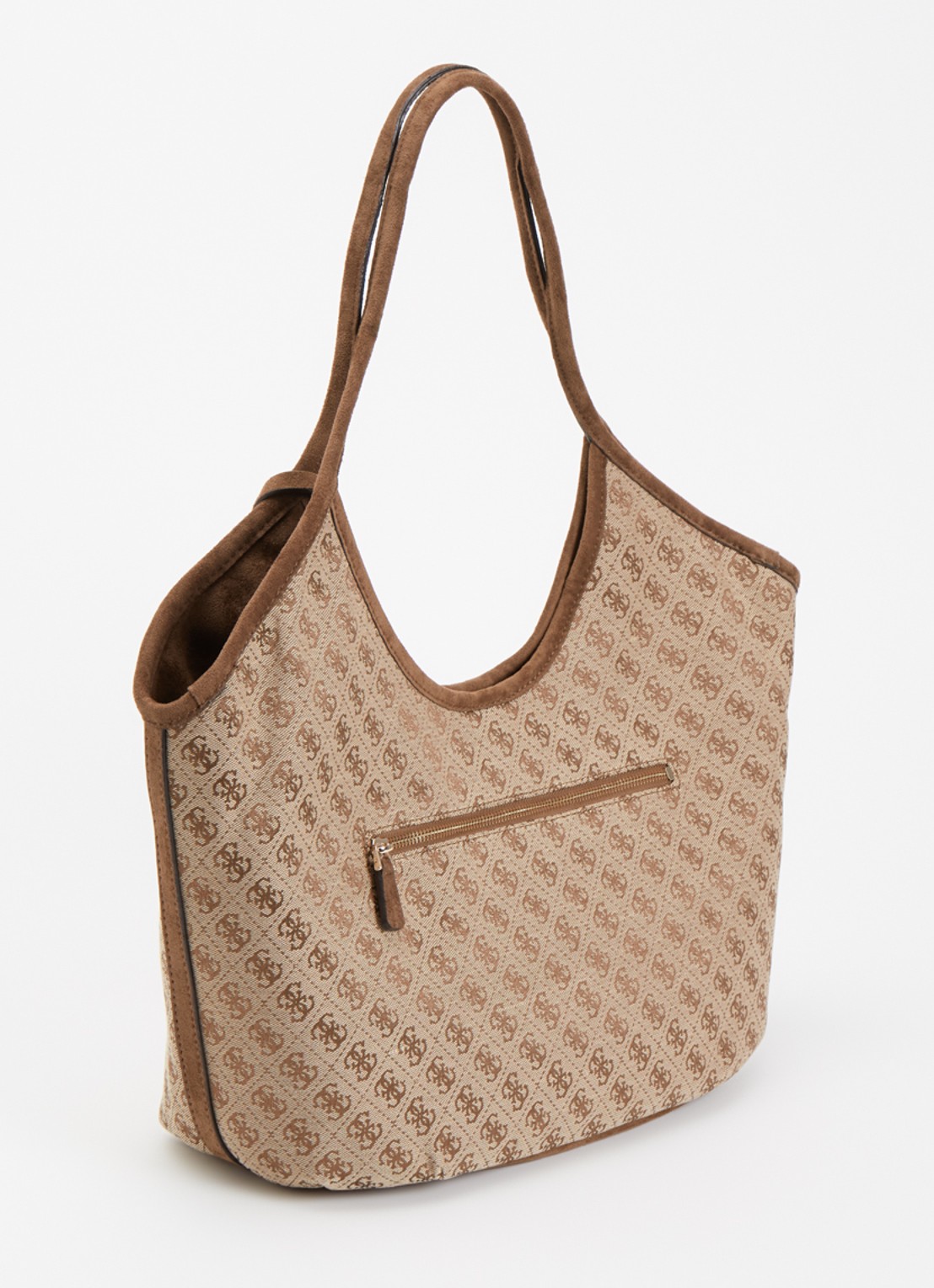 GUESS Samantha schoudertas met logoprint en tasbedel - achterkant 2 bruin