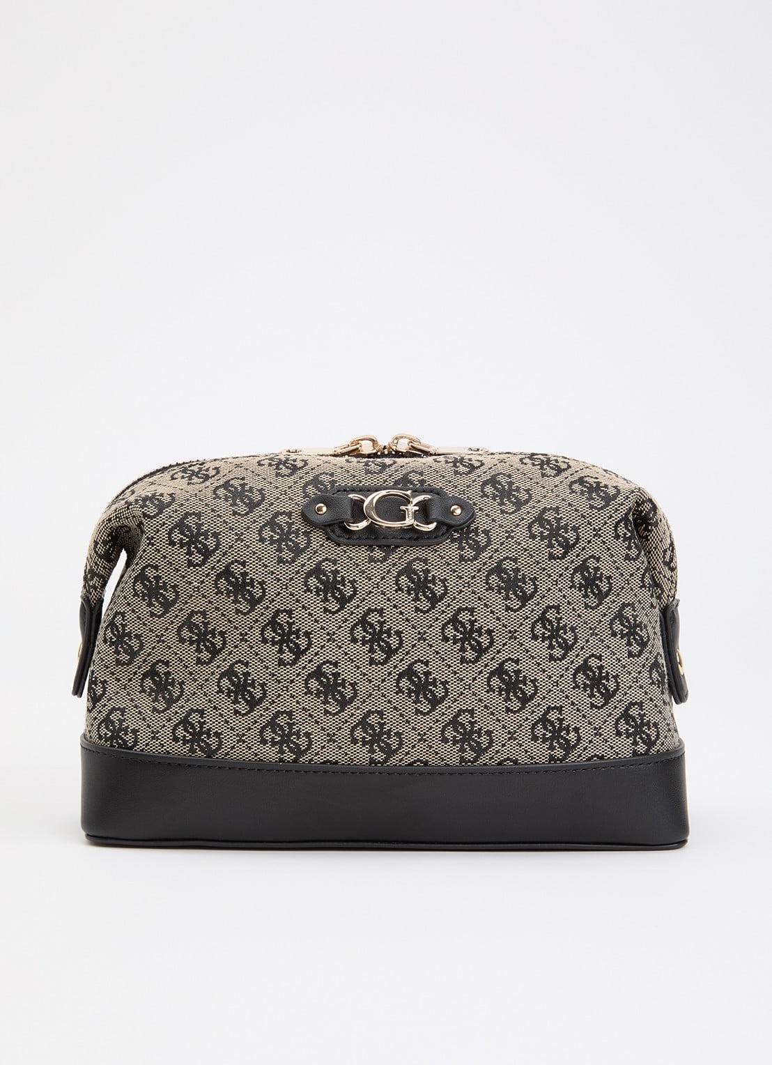 GUESS Samantha toilettas met logoprint - voorkant beige