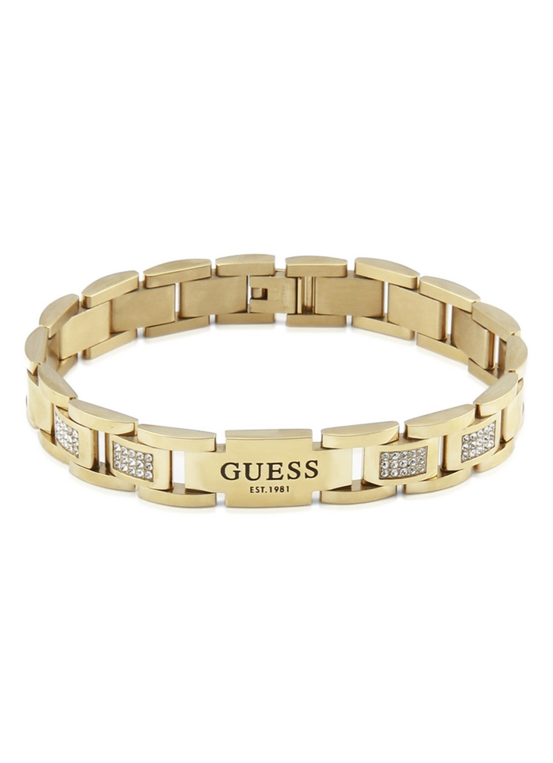 GUESS Schakelarmband met zirkonia JUMB01342JWYGT-U - voorkant goud