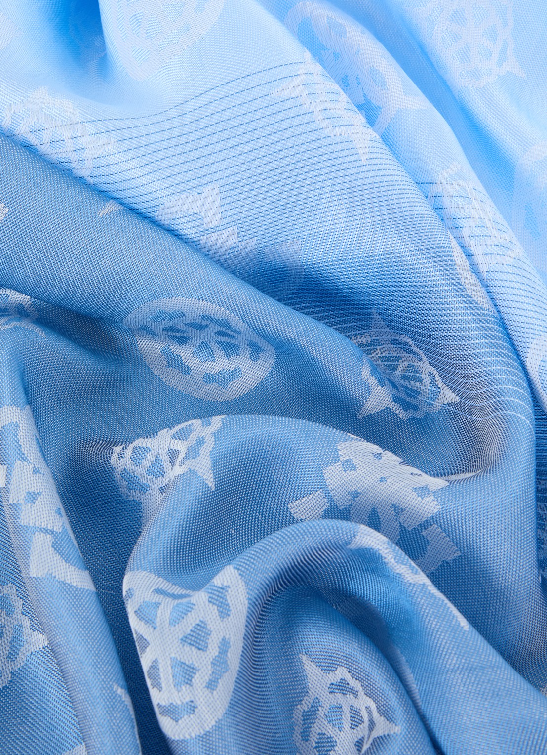 GUESS Sjaal met logo print 185 x 75 cm - detail 3 lichtblauw
