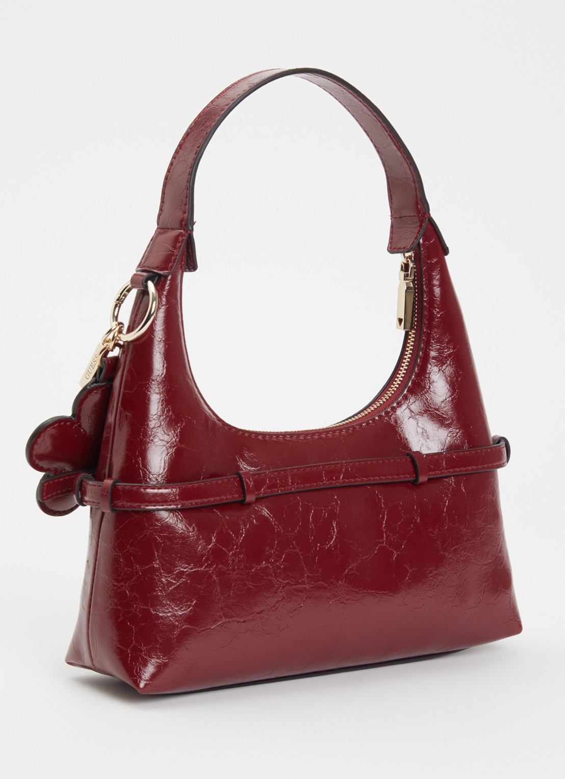 GUESS Taylor Mini schoudertas met logo - achterkant bordeauxrood