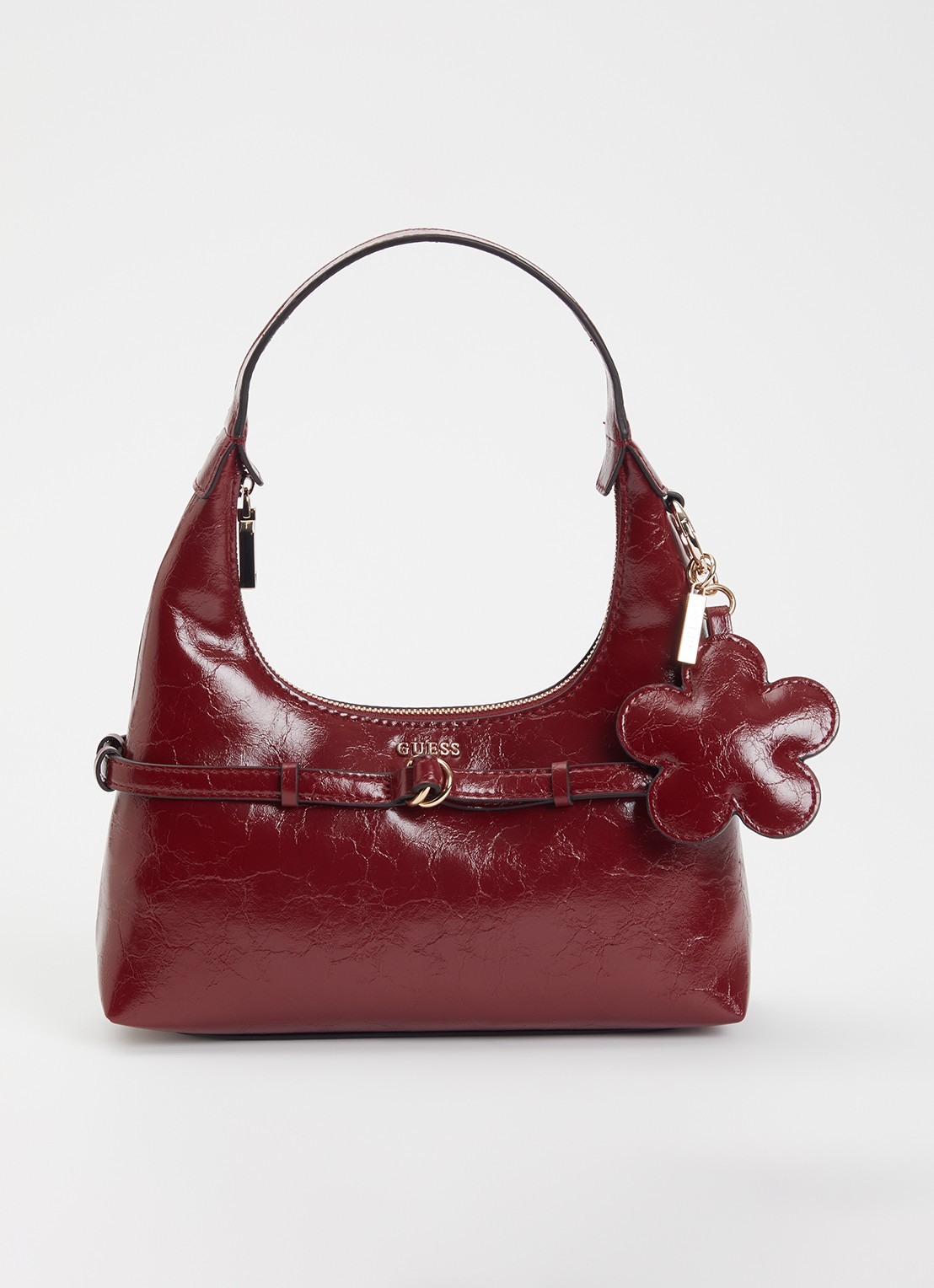 GUESS Taylor Mini schoudertas met logo - voorkant 2 bordeauxrood