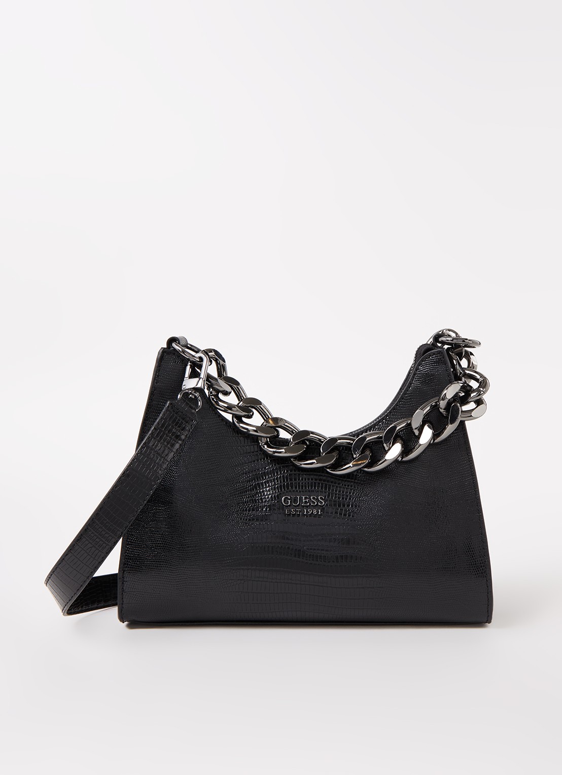 GUESS Tullia handtas met structuur - voorkant 2 zwart