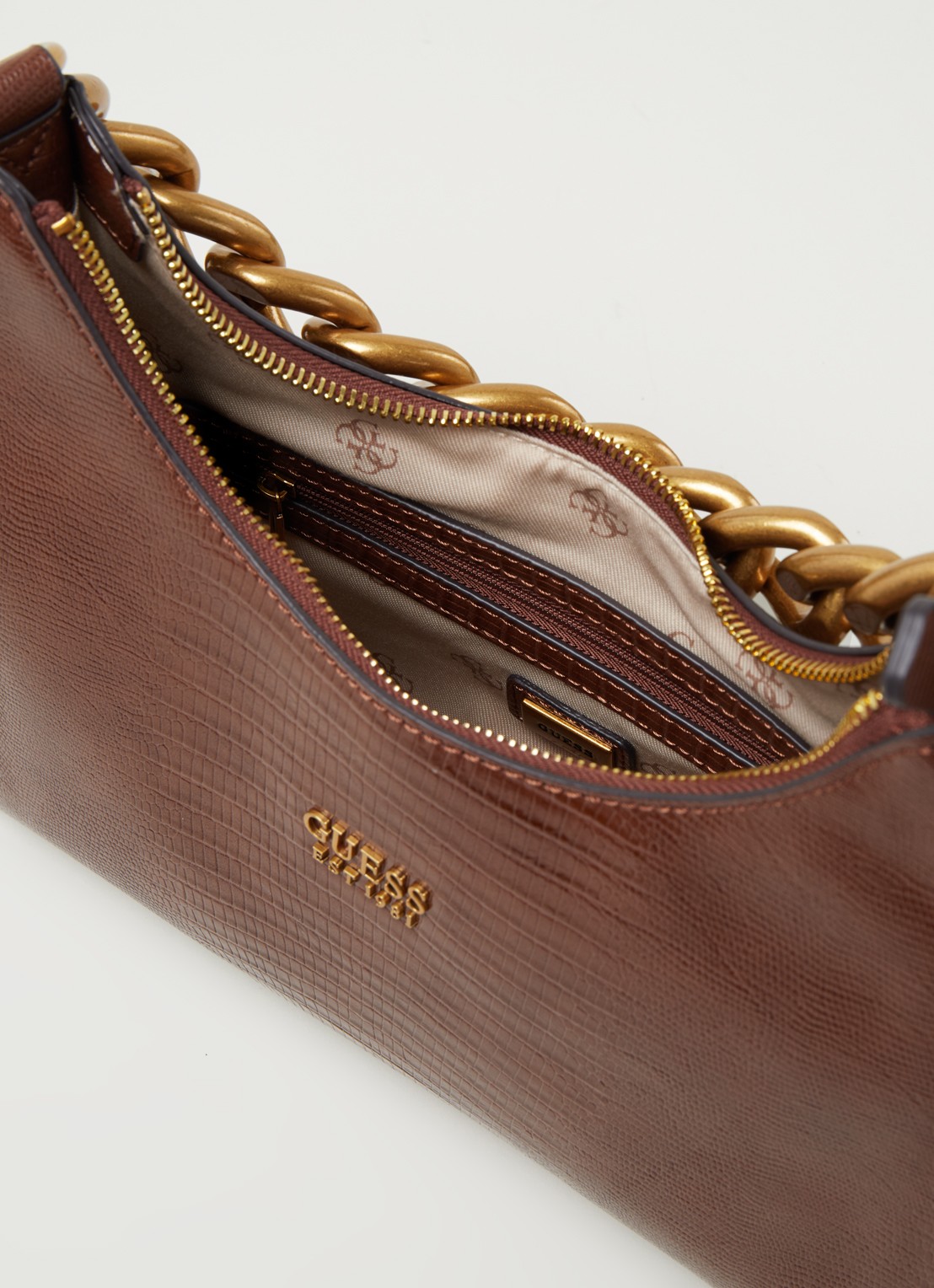 GUESS Tullia handtas met structuur - detail bruin