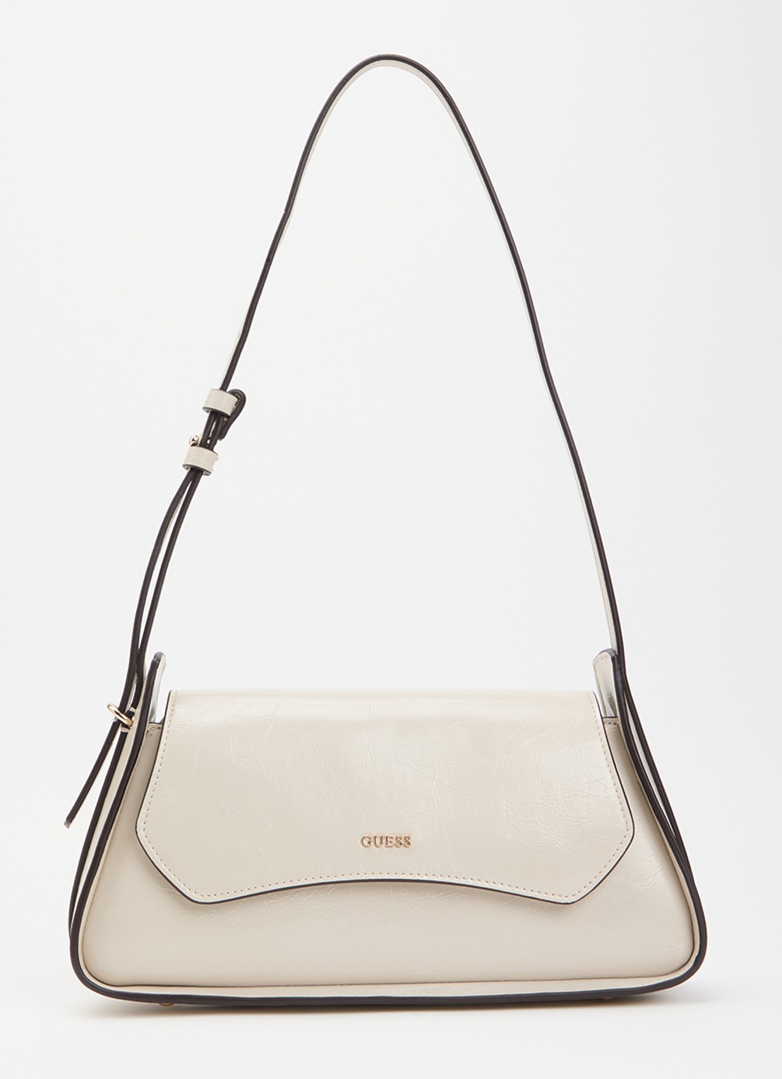 GUESS Xena schoudertas van leer - voorkant 5 beige