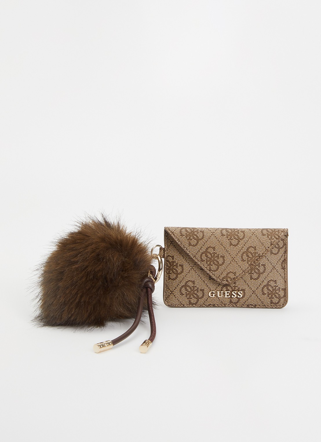 GUESS Yvonne tasbedel met logoprint - voorkant bruin