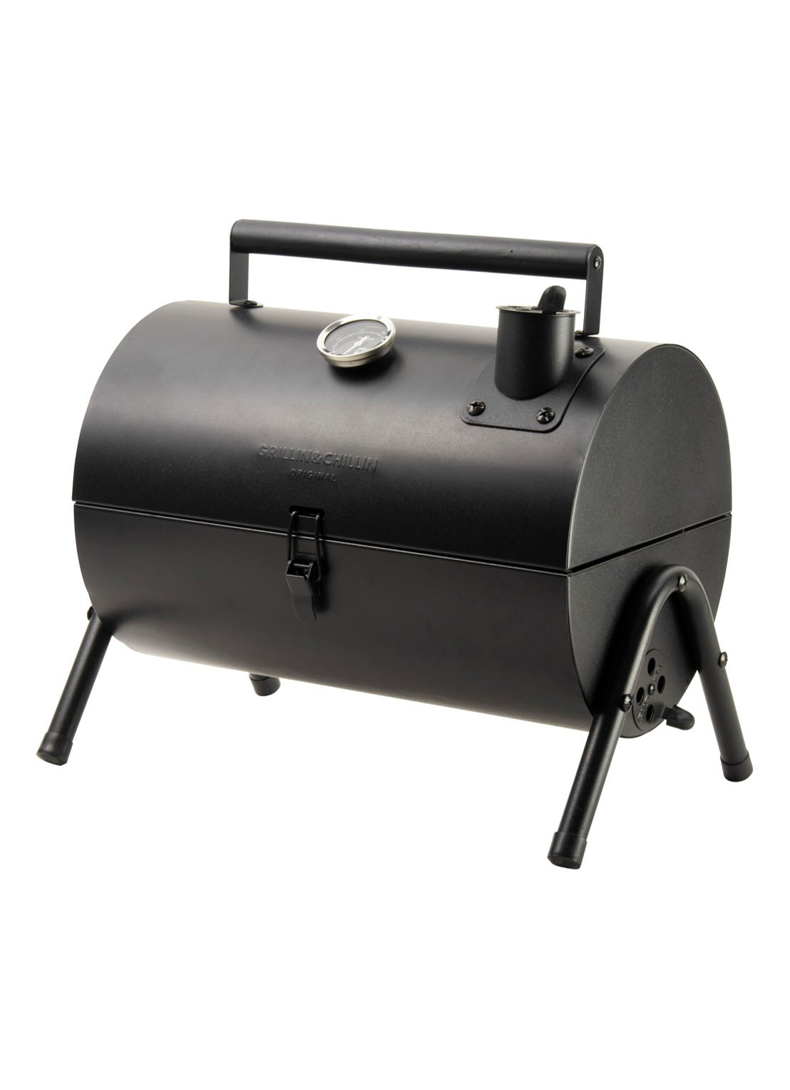 Gusta Smoker & Grill King 2-in-1 rookoven & houtskool barbecue - voorkant zwart