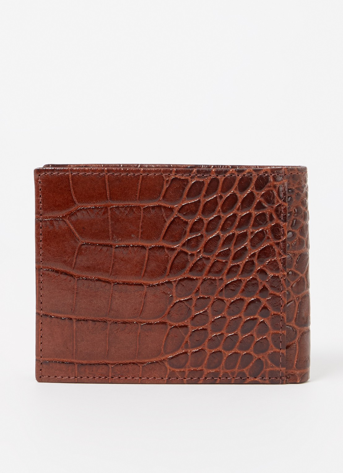 H.J. de Rooy Portemonnee van leer met crocostructuur - detail 3 cognac