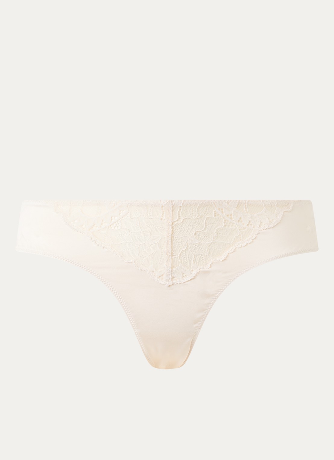 Hanro Azelia slip van kant met details van satijn - voorkant gebroken wit