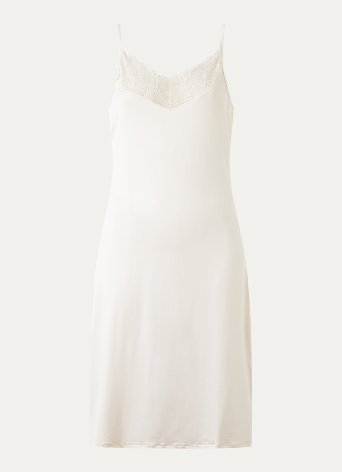 Hanro Azelia slipdress met details van kant - voorkant gebroken wit