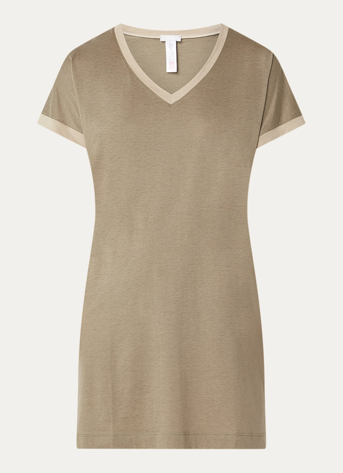 Hanro Laura nachthemd met V-hals - voorkant khaki