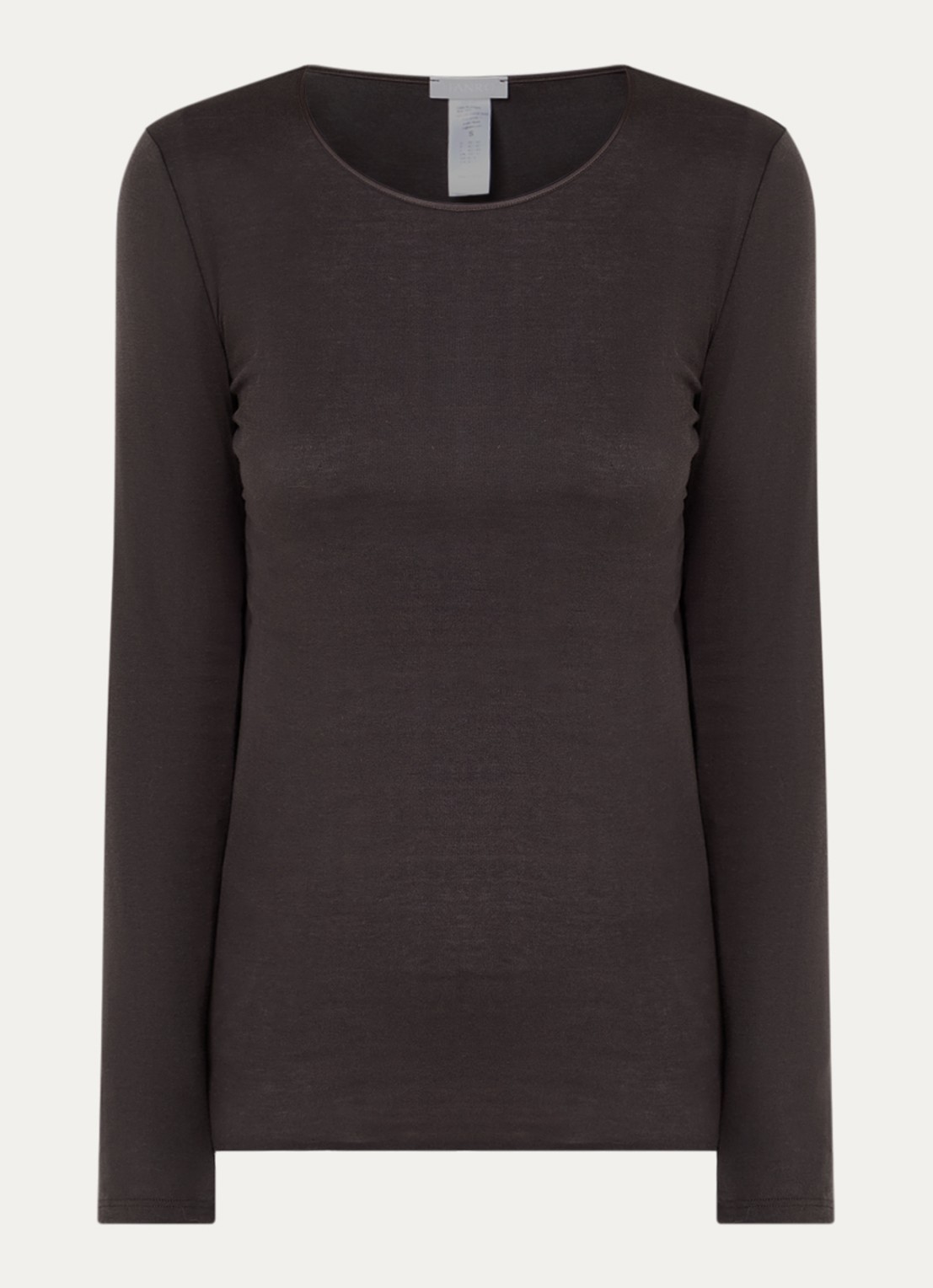 Hanro Longsleeve met ronde hals - voorkant 3 donkerbruin