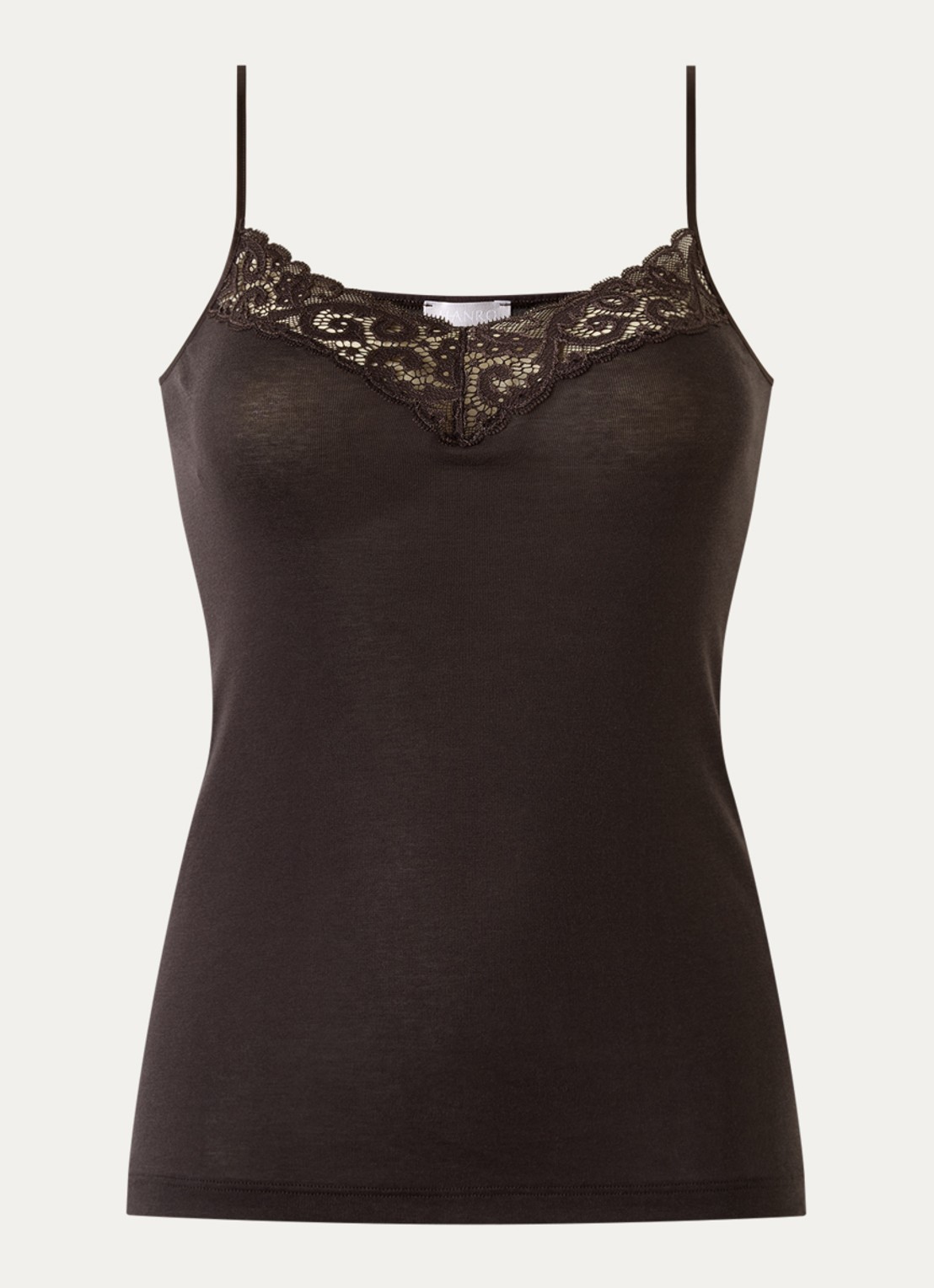 Hanro Moments singlet met kant - voorkant 3 donkerbruin