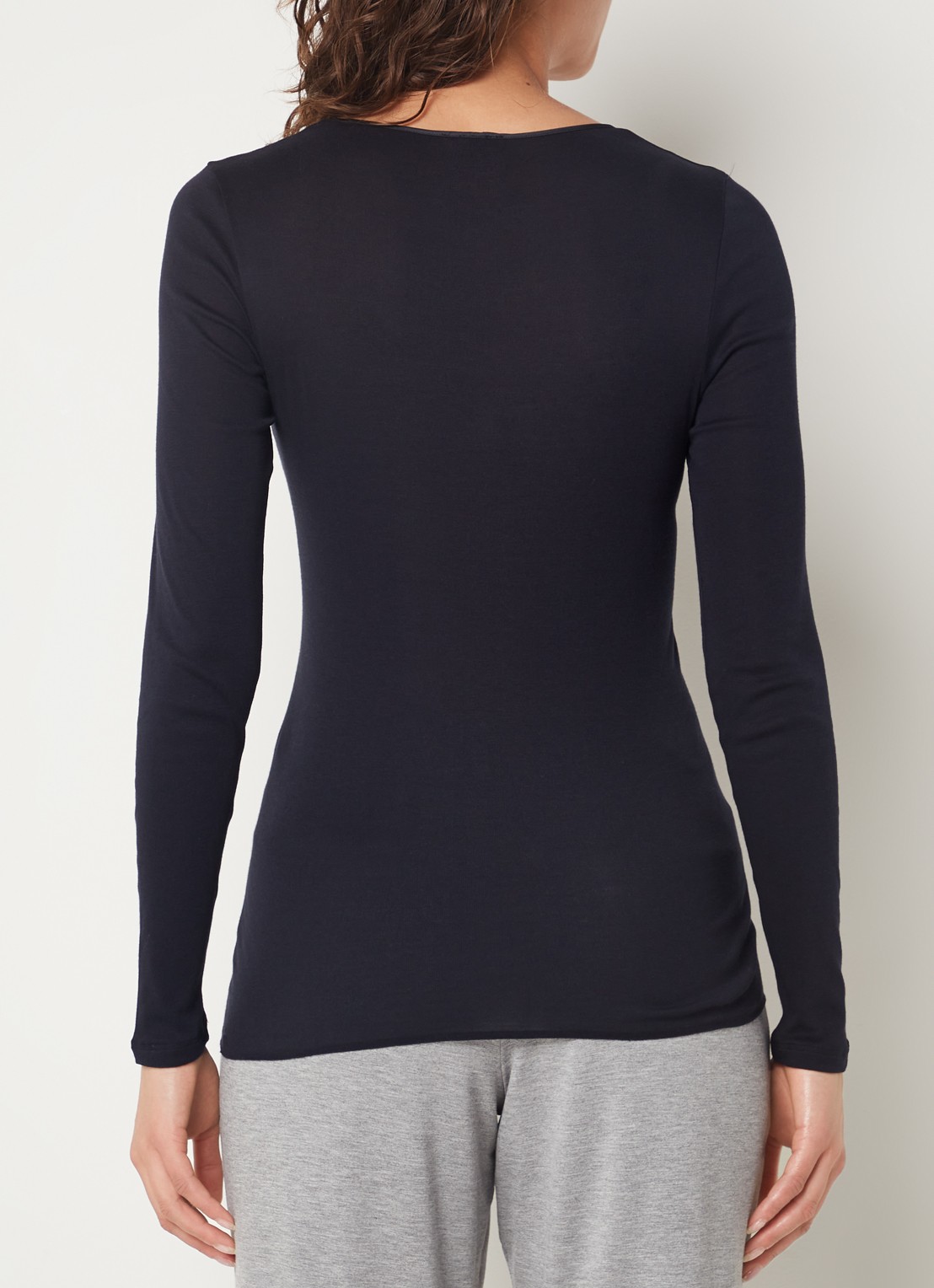 Hanro Naadloze longsleeve van katoen - achterkant 3 zwart